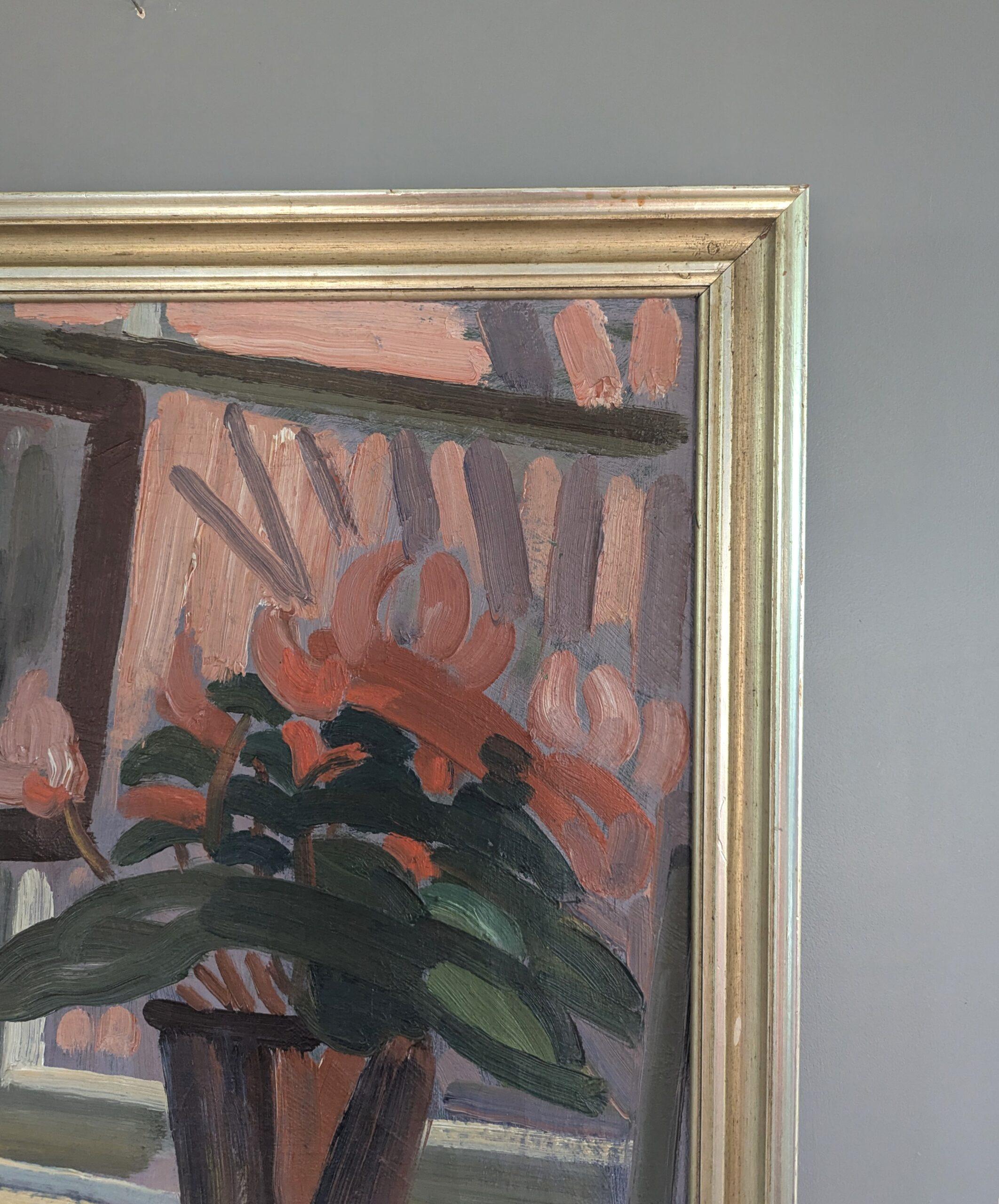 Mid Century Modern Expressive Still Life Oil Painting - Objects by the Window For Sale 6
