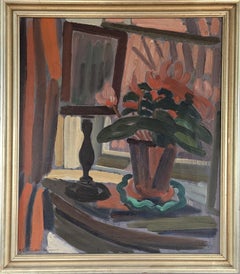 Peinture à l'huile de nature morte expressive du milieu du siècle dernier - Objects for the Window
