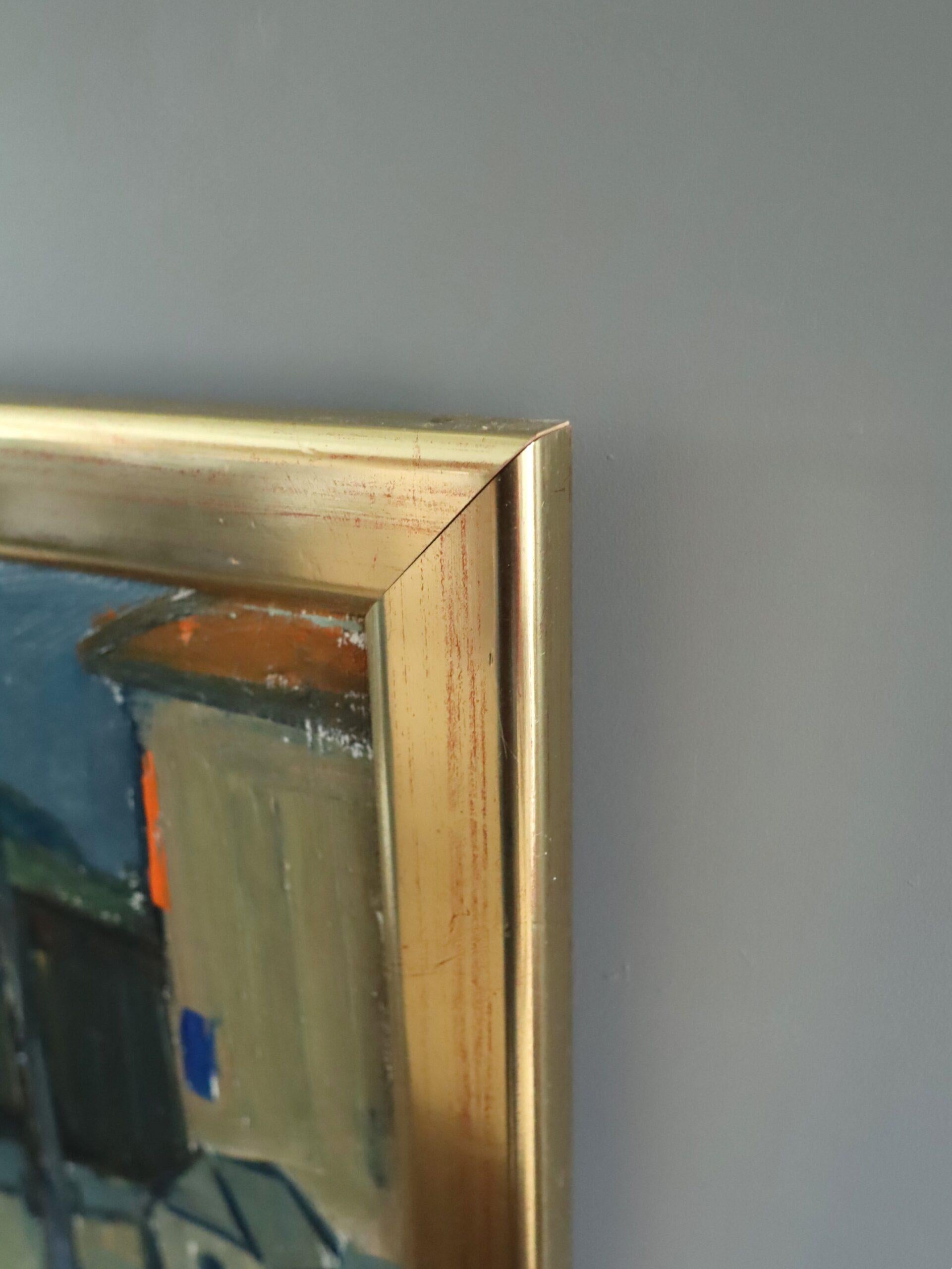 Pittura ad olio di una scena di strada espressiva della metà del secolo scorso - Momenti di passaggio in vendita 3