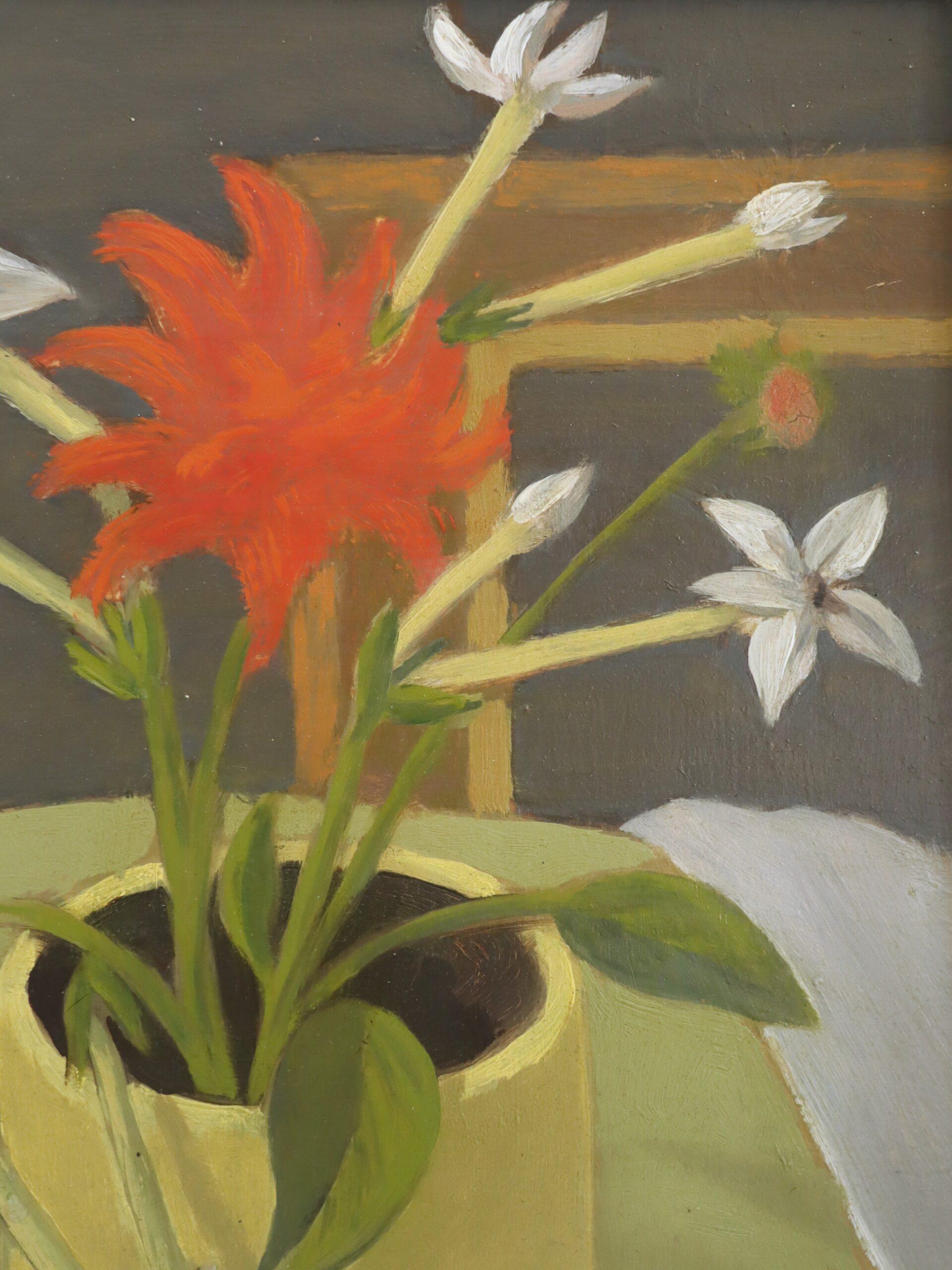 Mid Century Modern Expressive Swedish Still Life Oil Painting - Lemon & Blooms For Sale 6