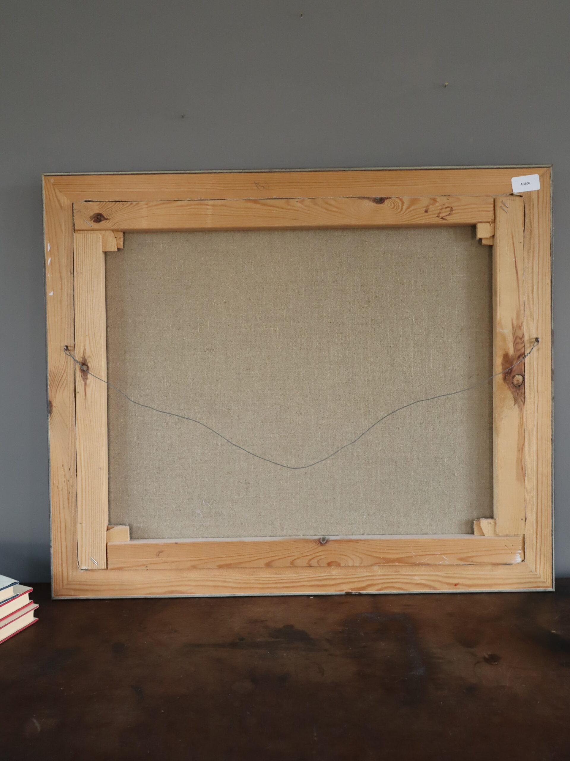 Mid Century Modern Figurative Küstenlandschaft Ölgemälde - Leben am Wasser im Angebot 6