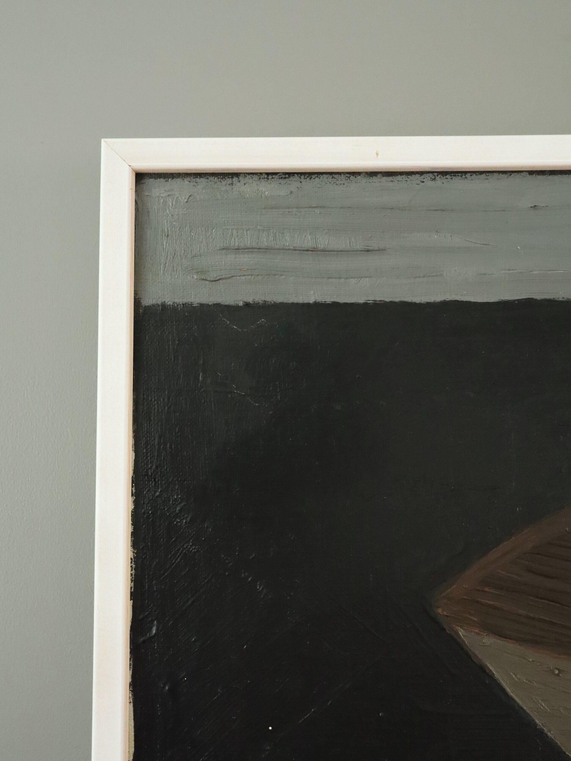 Mid Century Modern Geometric Abstract Seascape Oil Painting - Nocturne Sail For Sale 3