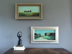 Mid Century Modern Landscape Oil Paintings - Fields of Stillness (Set of 2)