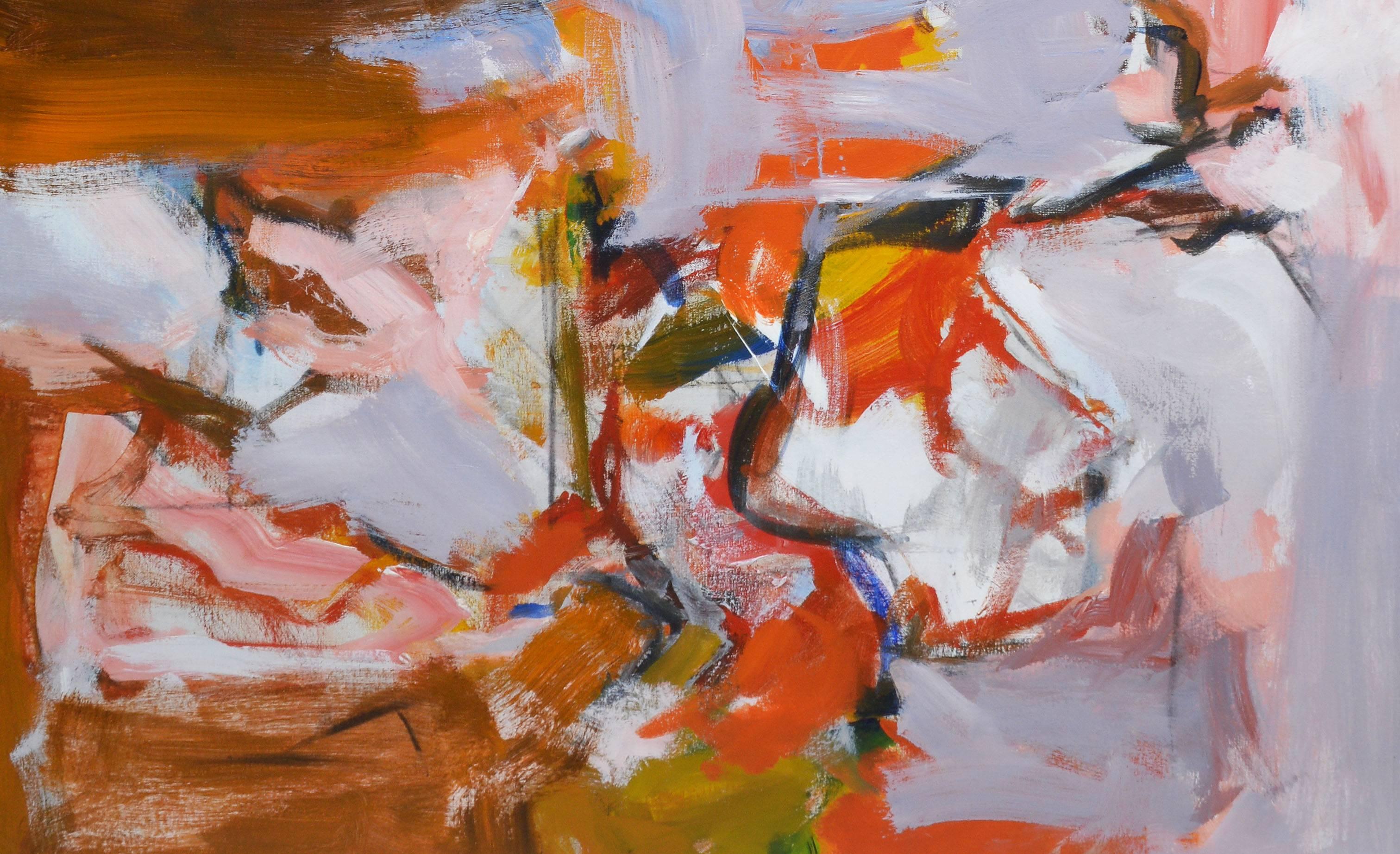 Large abstract expressionist painting. Oil on canvas, circa 1960. Unsigned. Unframed. Image size, 43