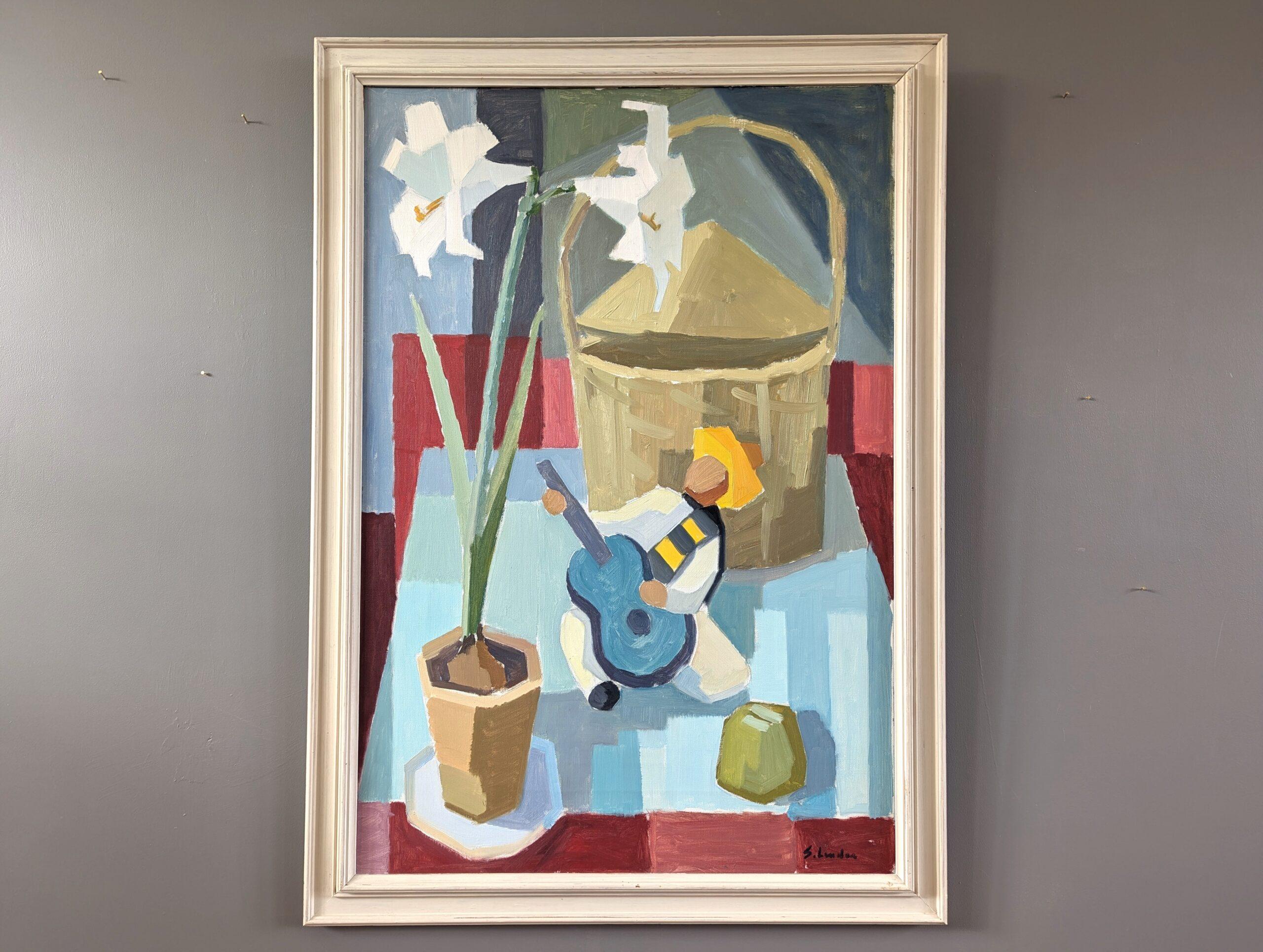 Mid-Century Modern Lively Still Life Ölgemälde - Serenade Still Life – Painting von Unknown