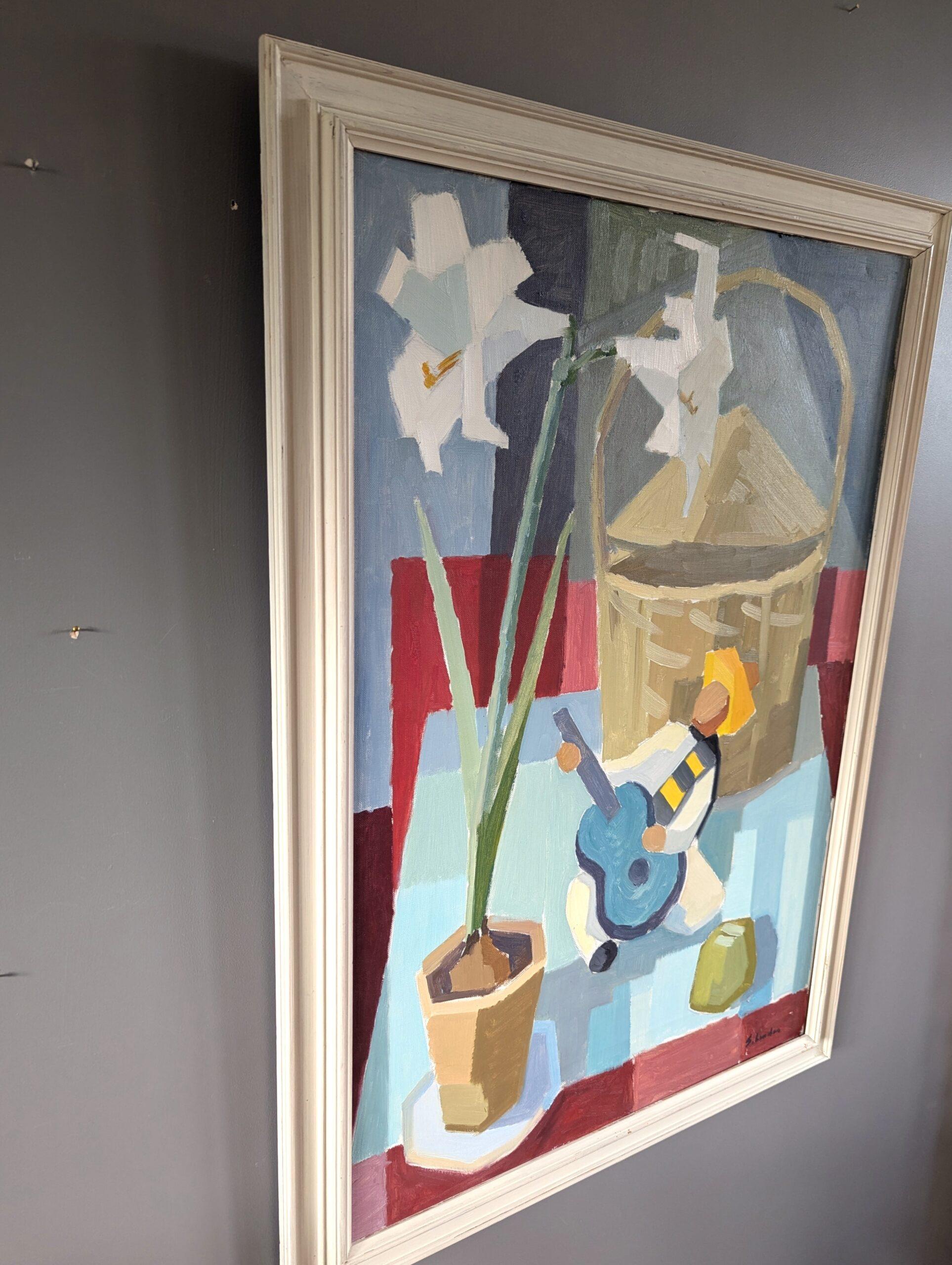 Mid-Century Modern Lively Still Life Ölgemälde - Serenade Still Life (Moderne), Painting, von Unknown