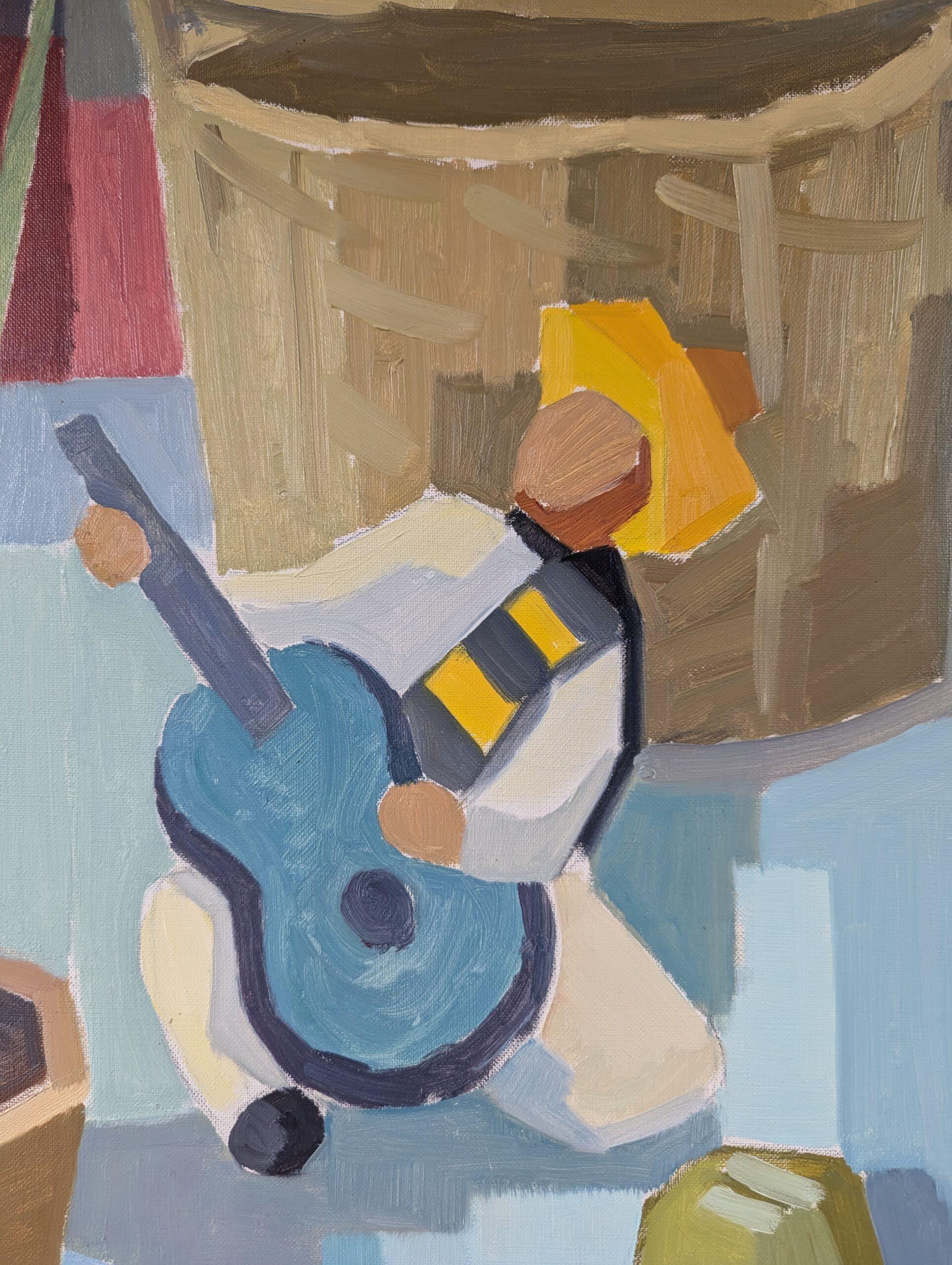 Mid-Century Modern Lively Still Life Ölgemälde - Serenade Still Life im Angebot 4