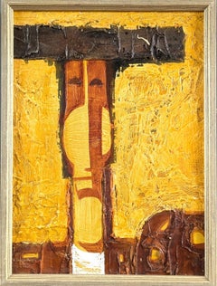 Mid Century Modern Mini Abstract Figurative Portrait Oil Painting - Stoic