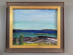 Mid-Century Modern Mini Abstract Landscape Oil Painting - Echoes of the Coast
