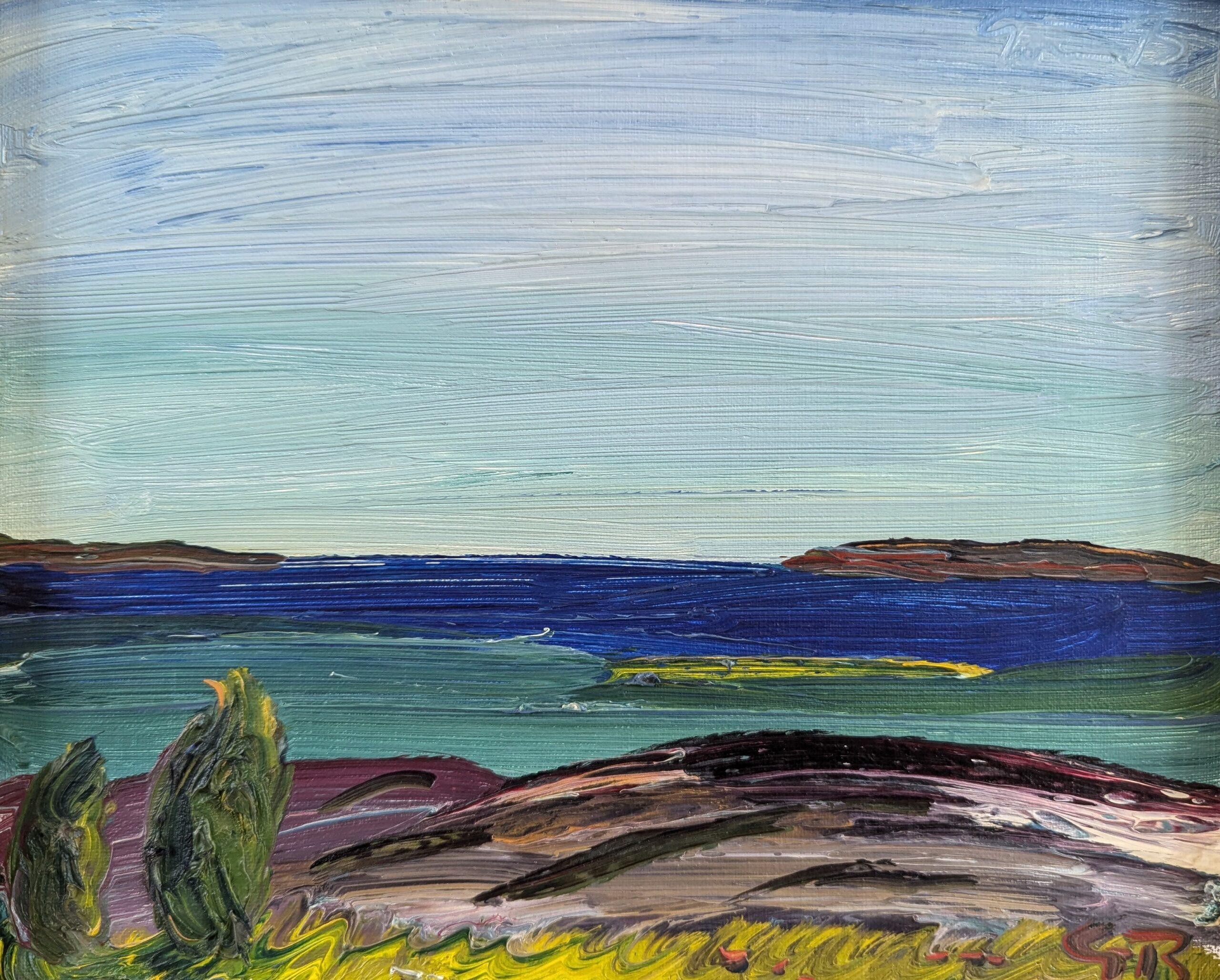 Peinture à l'huile abstraite mi-siècle moderne - Echoes of the Coast en vente 2