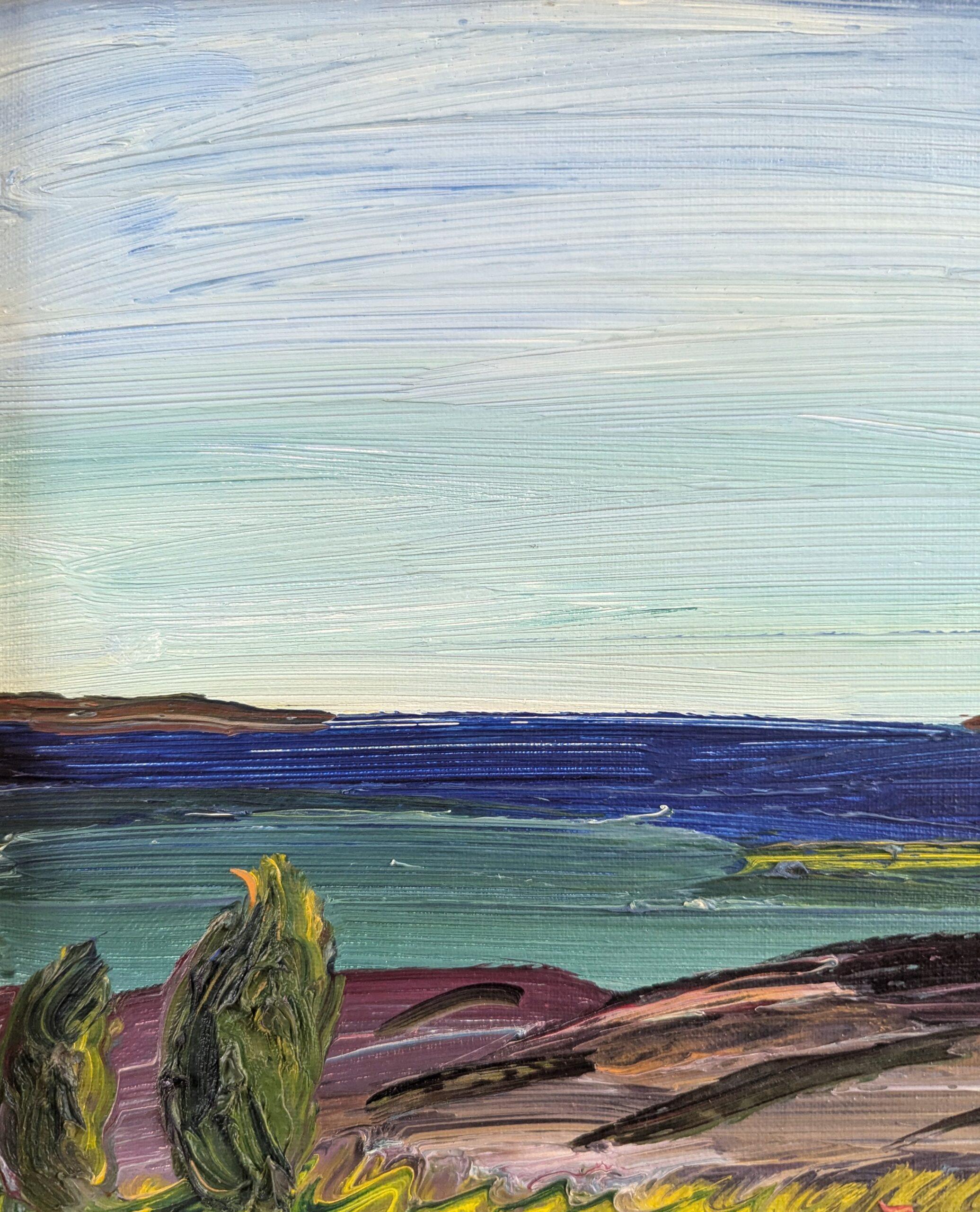 Peinture à l'huile abstraite mi-siècle moderne - Echoes of the Coast en vente 4