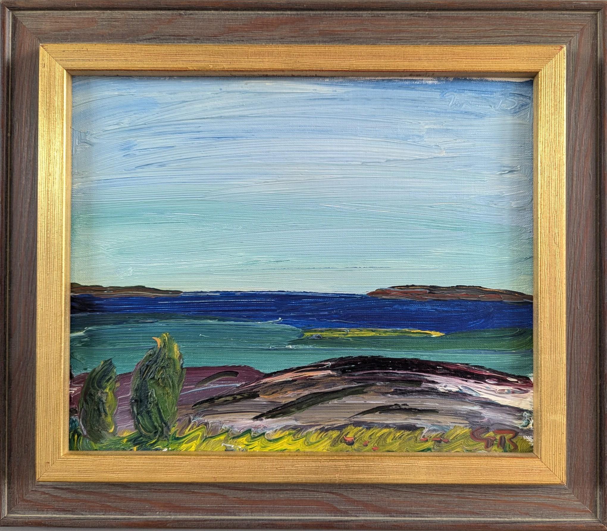 Mid-Century Modern Mini Abstract Landscape Oil Painting - Echoes of the Coast
