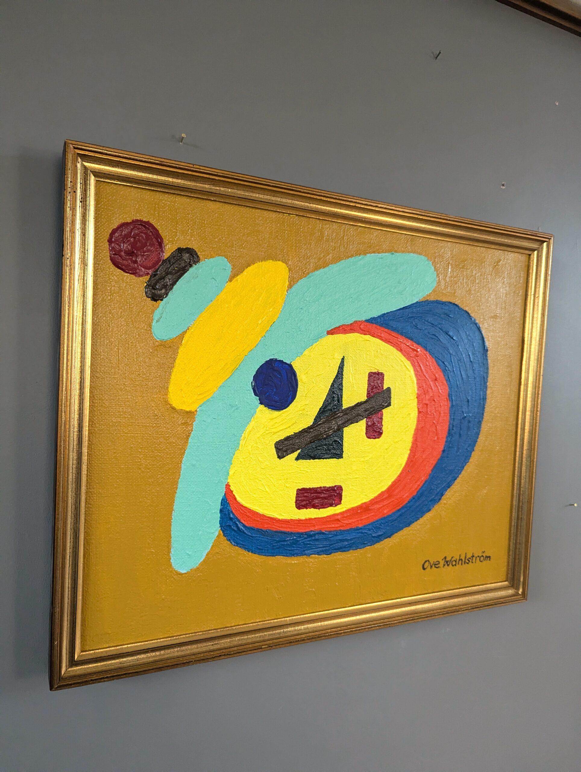 Mid Century Modern Original Geometric Abstract Oil Painting - Orbiting Forms im Angebot 2