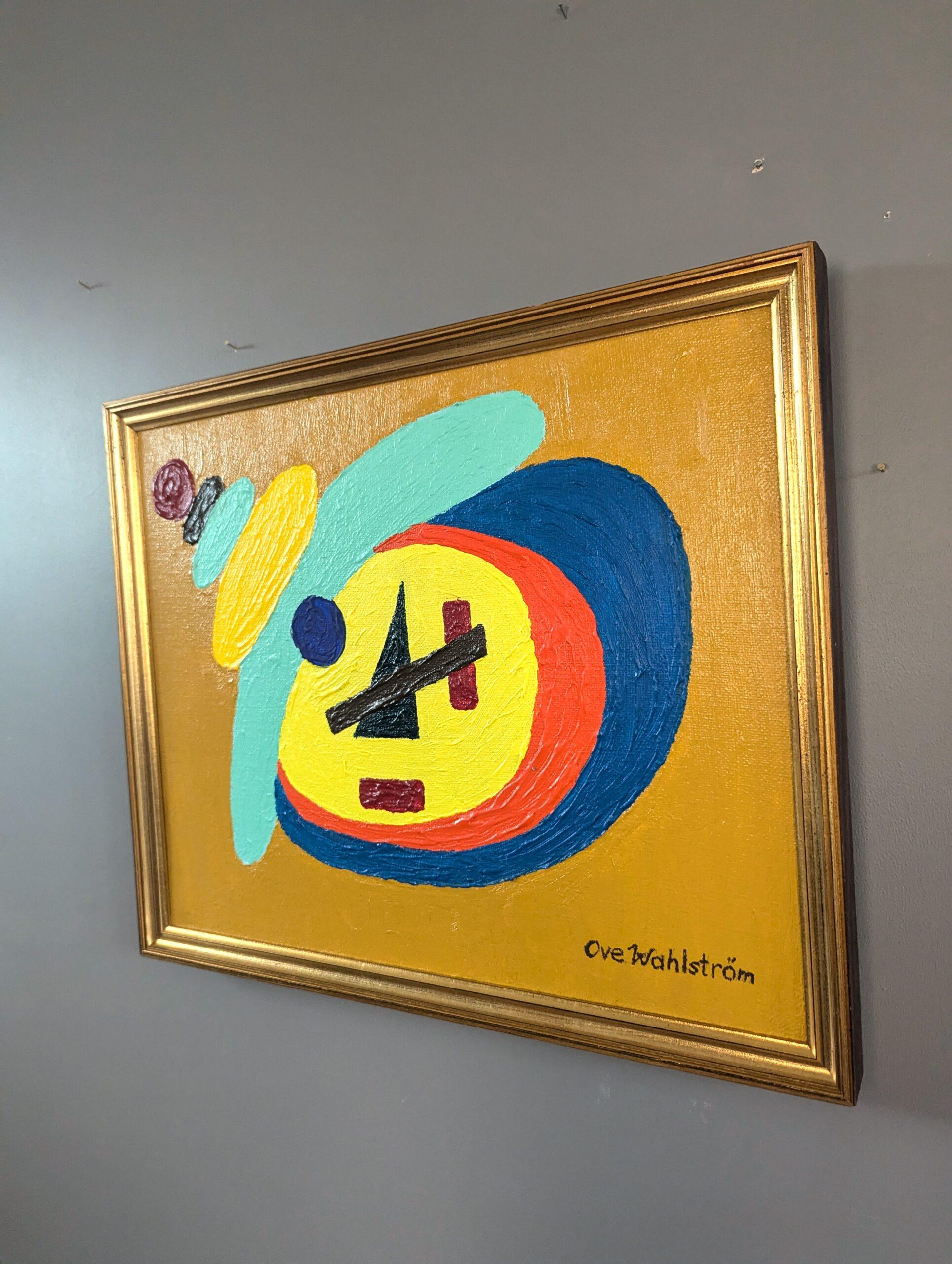 Mid Century Modern Original Geometric Abstract Oil Painting - Orbiting Forms im Angebot 3