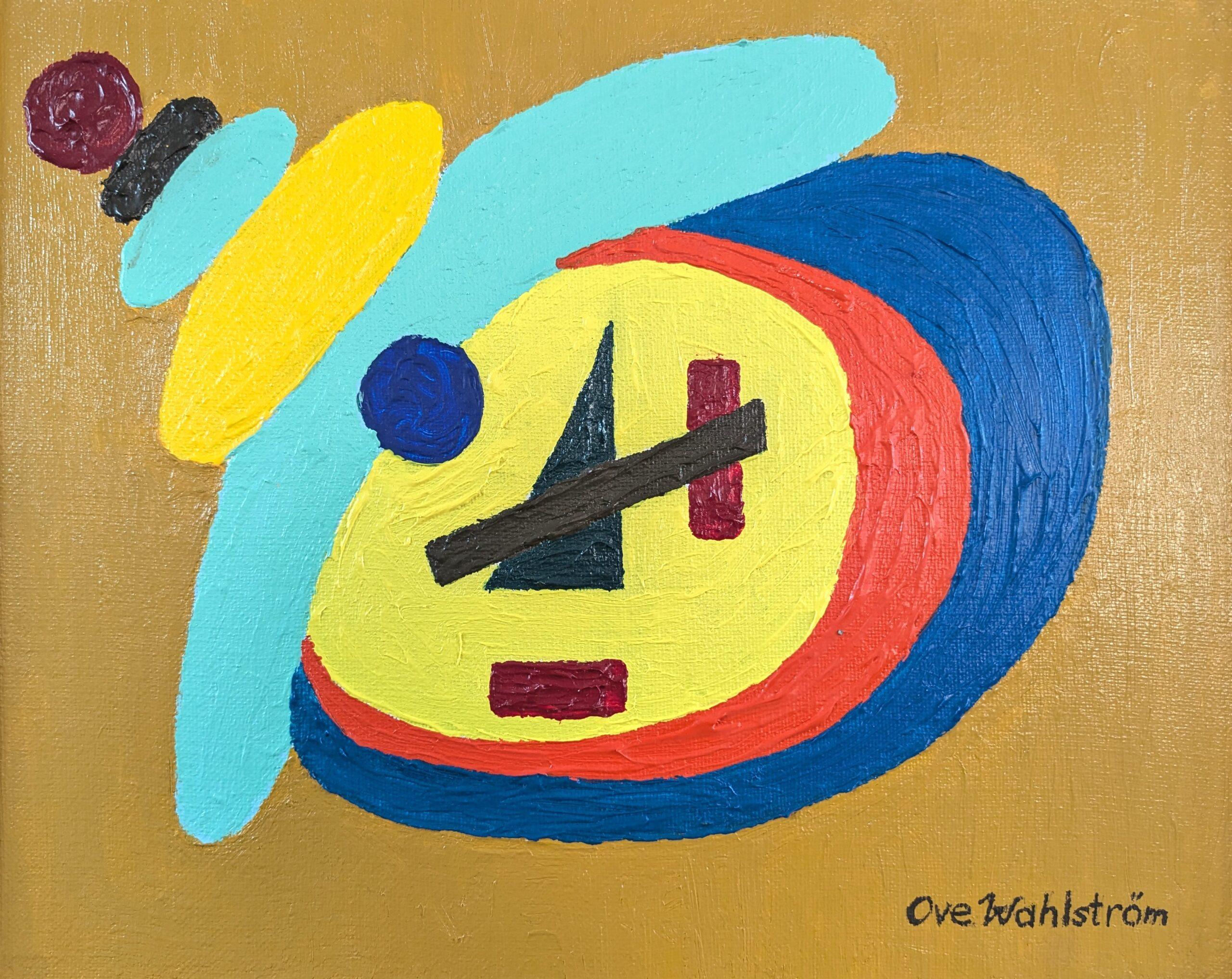 Mid Century Modern Original Geometric Abstract Oil Painting - Orbiting Forms im Angebot 4