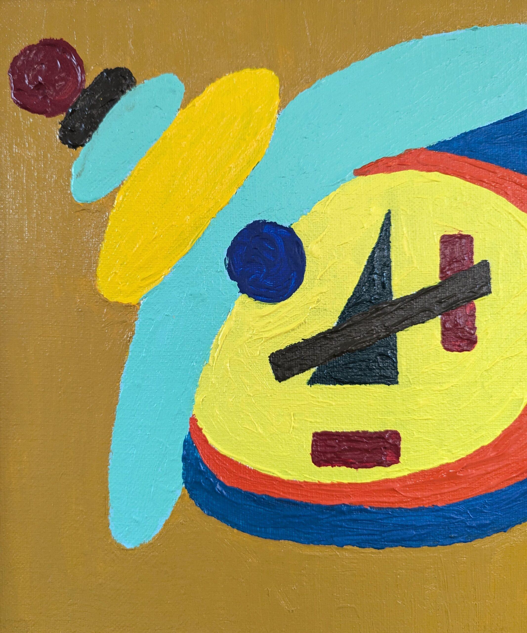 Mid Century Modern Original Geometric Abstract Oil Painting - Orbiting Forms im Angebot 5