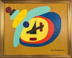 Mid Century Modern Original Geometric Abstract Oil Painting - Orbiting Forms