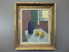 Mid Century Modern Original Swedish Still Life Oil Painting - Yellow Apples