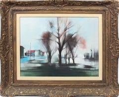Mid Century Modern Paris School Abstract Landscape Signed Original Oil Painting