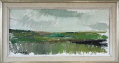 Mid Century Modern Swedish Abstract Landscape Oil Painting - Earth and Air