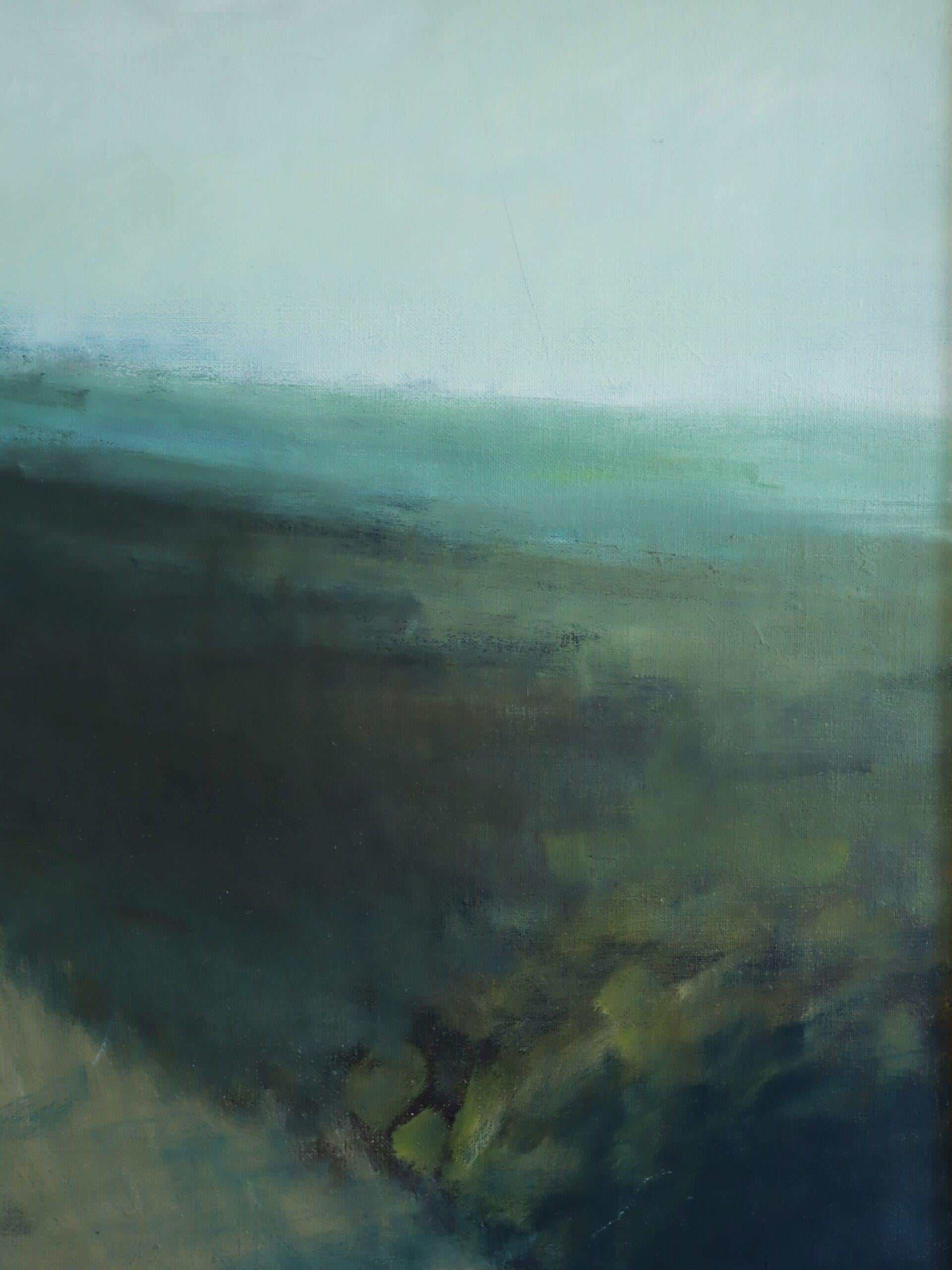 Mid Century Modern Schwedisch Abstrakte Landschaft Ölgemälde - Fading Horizon im Angebot 5