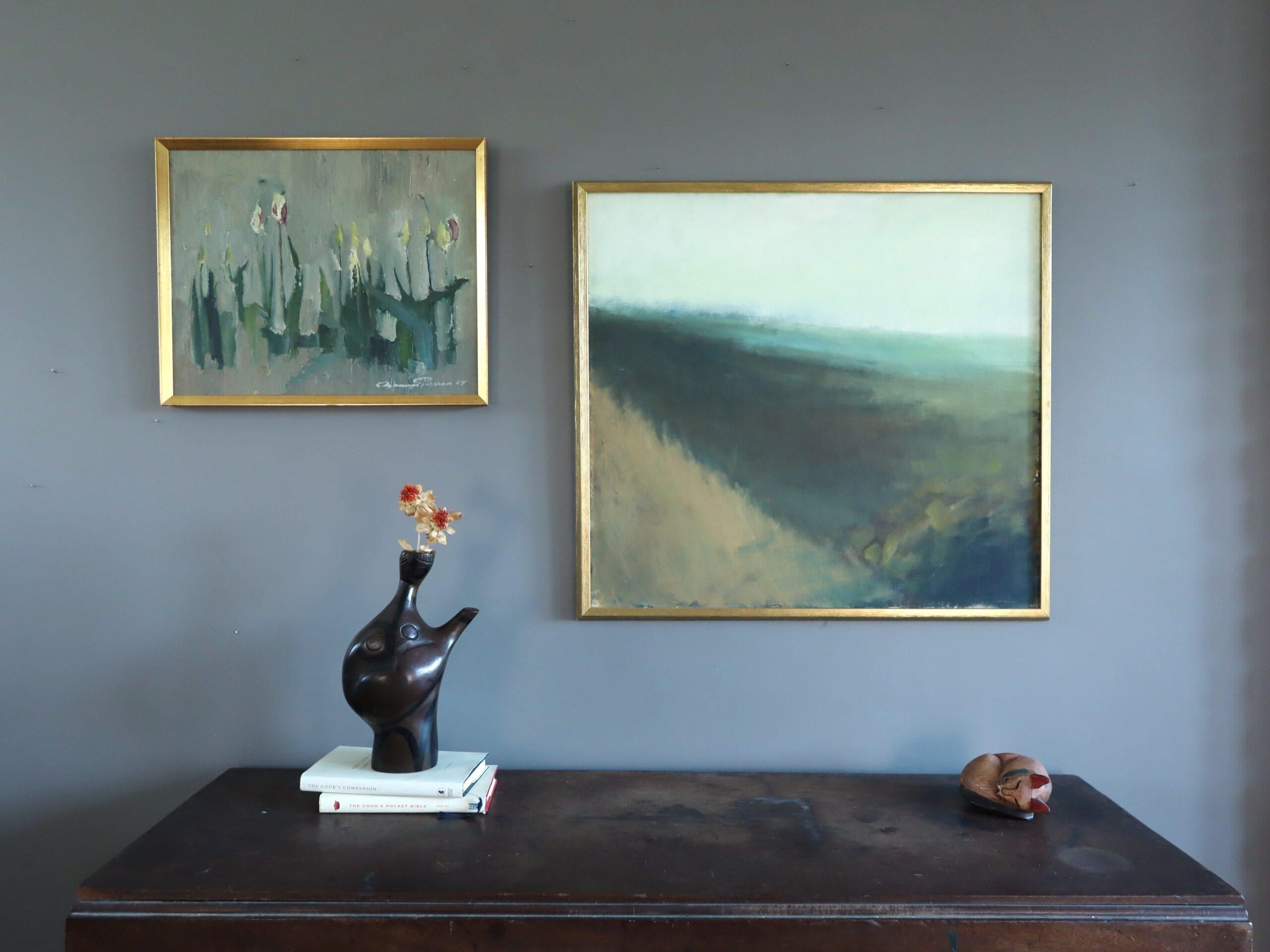 Mid Century Modern Schwedisch Abstrakte Landschaft Ölgemälde - Fading Horizon – Painting von Unknown