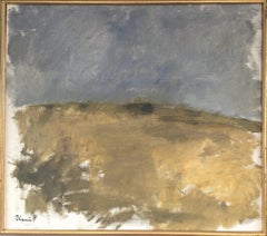 Mid Century Modern Swedish Abstract Landscape Oil Painting - Golden Quietude