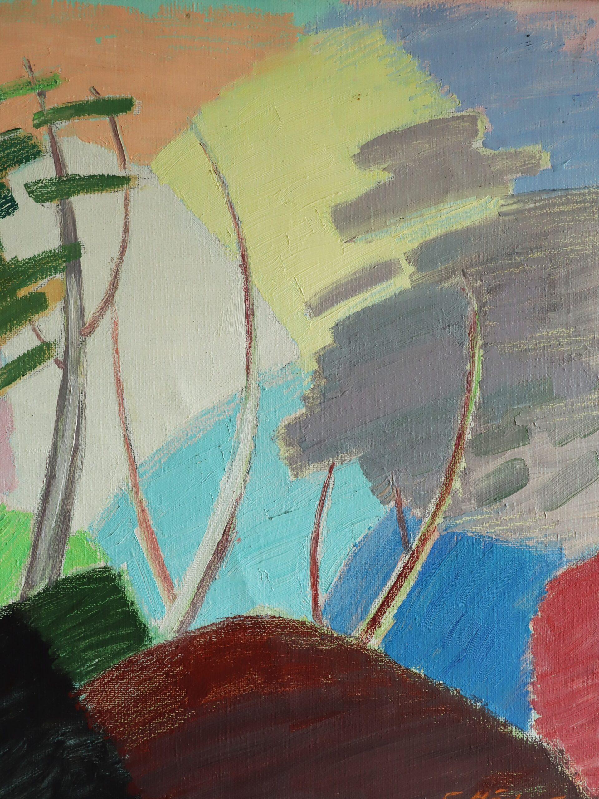 Pittura ad olio di paesaggio astratto svedese della metà del secolo scorso - Ritmi del vento in vendita 5