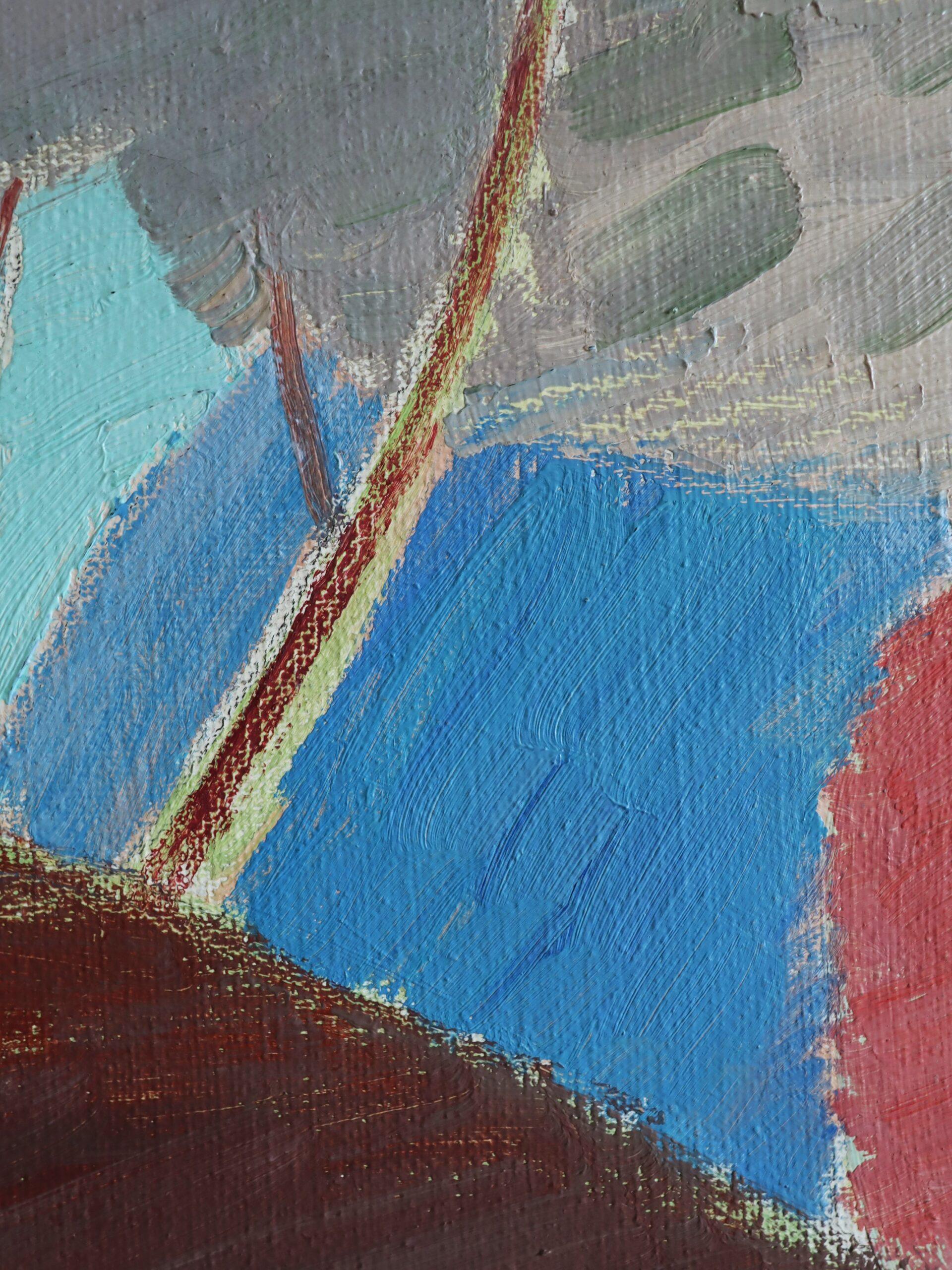 Pittura ad olio di paesaggio astratto svedese della metà del secolo scorso - Ritmi del vento in vendita 7