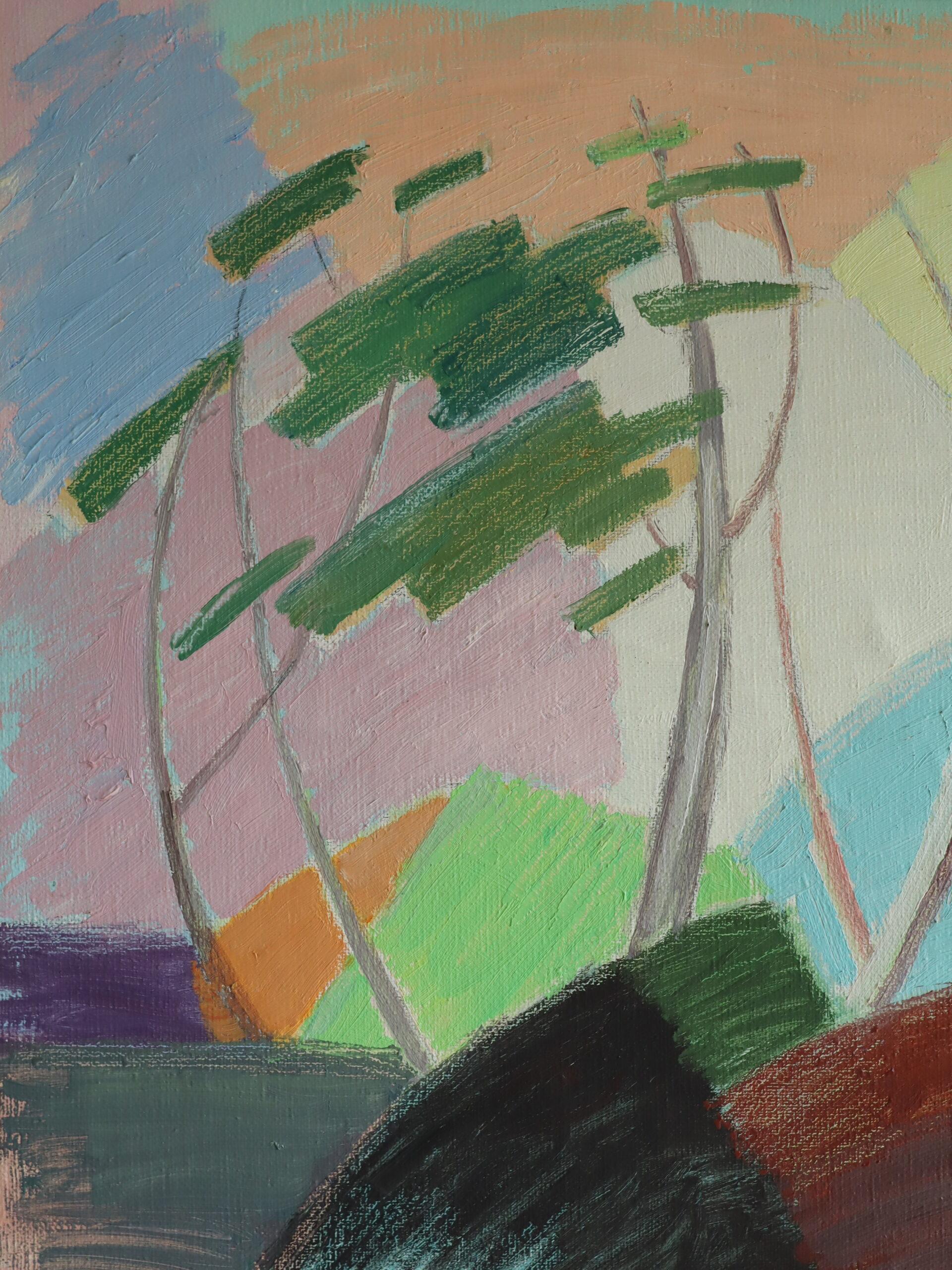 Pittura ad olio di paesaggio astratto svedese della metà del secolo scorso - Ritmi del vento in vendita 4