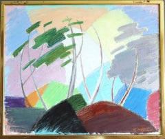 Pittura ad olio di paesaggio astratto svedese della metà del secolo scorso - Ritmi del vento