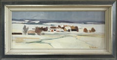 Mid Century Modern Swedish Abstract Landscape Oil Painting - Whispers of Winter
