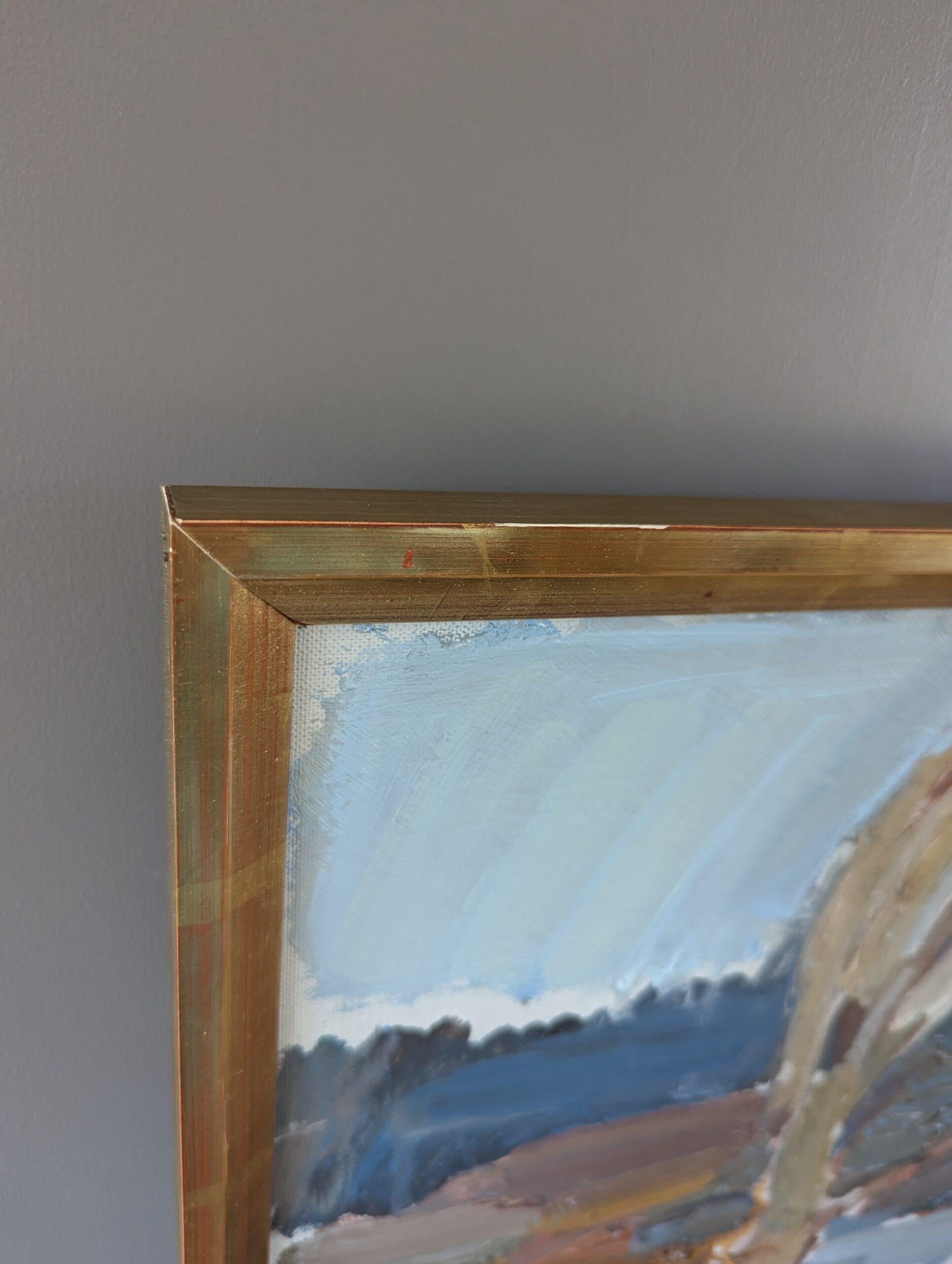 Peinture à l'huile suédoise abstraite suédoise moderne du milieu du siècle dernier - Hiver évasé en vente 5