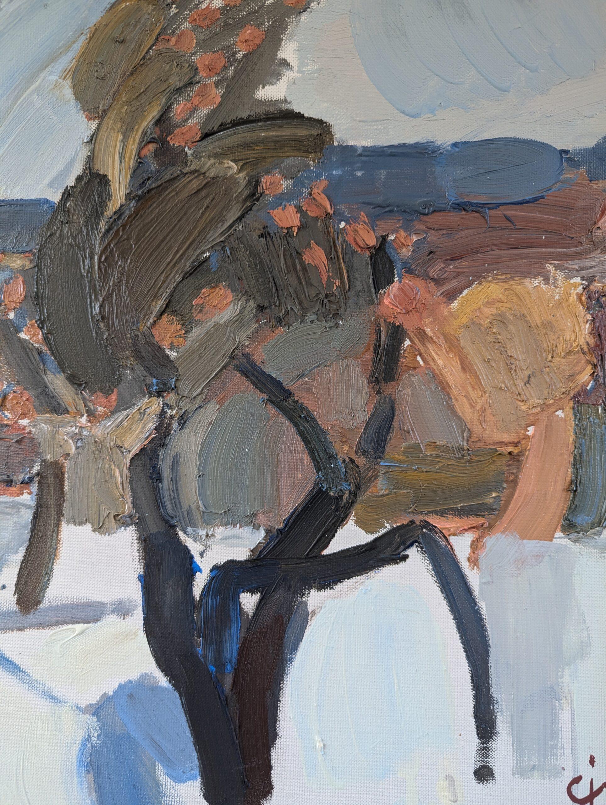 Peinture à l'huile suédoise abstraite suédoise moderne du milieu du siècle dernier - Hiver évasé en vente 4