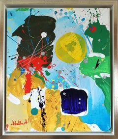 Mid Century Modern Swedish Abstract Oil Painting - Chromatic Constellation