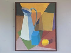 Peinture à l'huile abstraite suédoise The Moderns - Nature morte géométrique