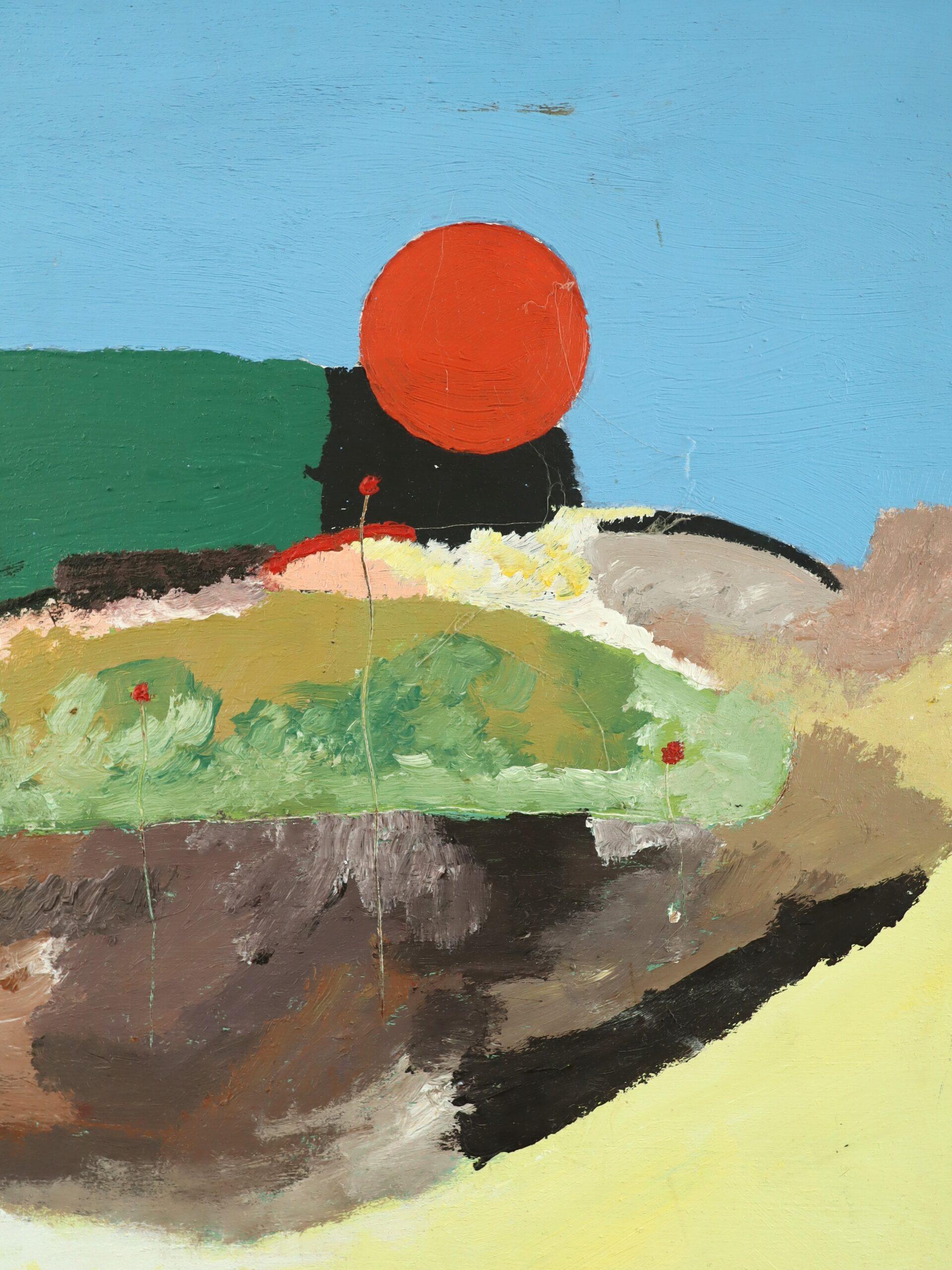 Mid Century Modern Schwedisch Abstraktes Ölgemälde - Erinnerung an eine Landschaft im Angebot 5