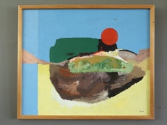 Pintura al óleo abstracta sueca de mediados del siglo XX - Memoria de un paisaje