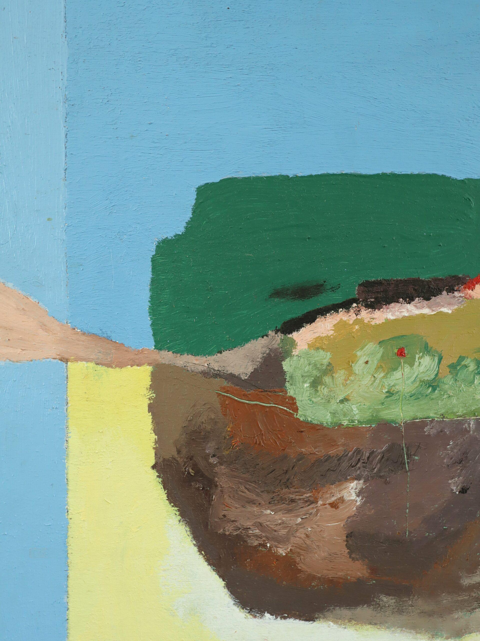 Mid Century Modern Schwedisch Abstraktes Ölgemälde - Erinnerung an eine Landschaft im Angebot 4