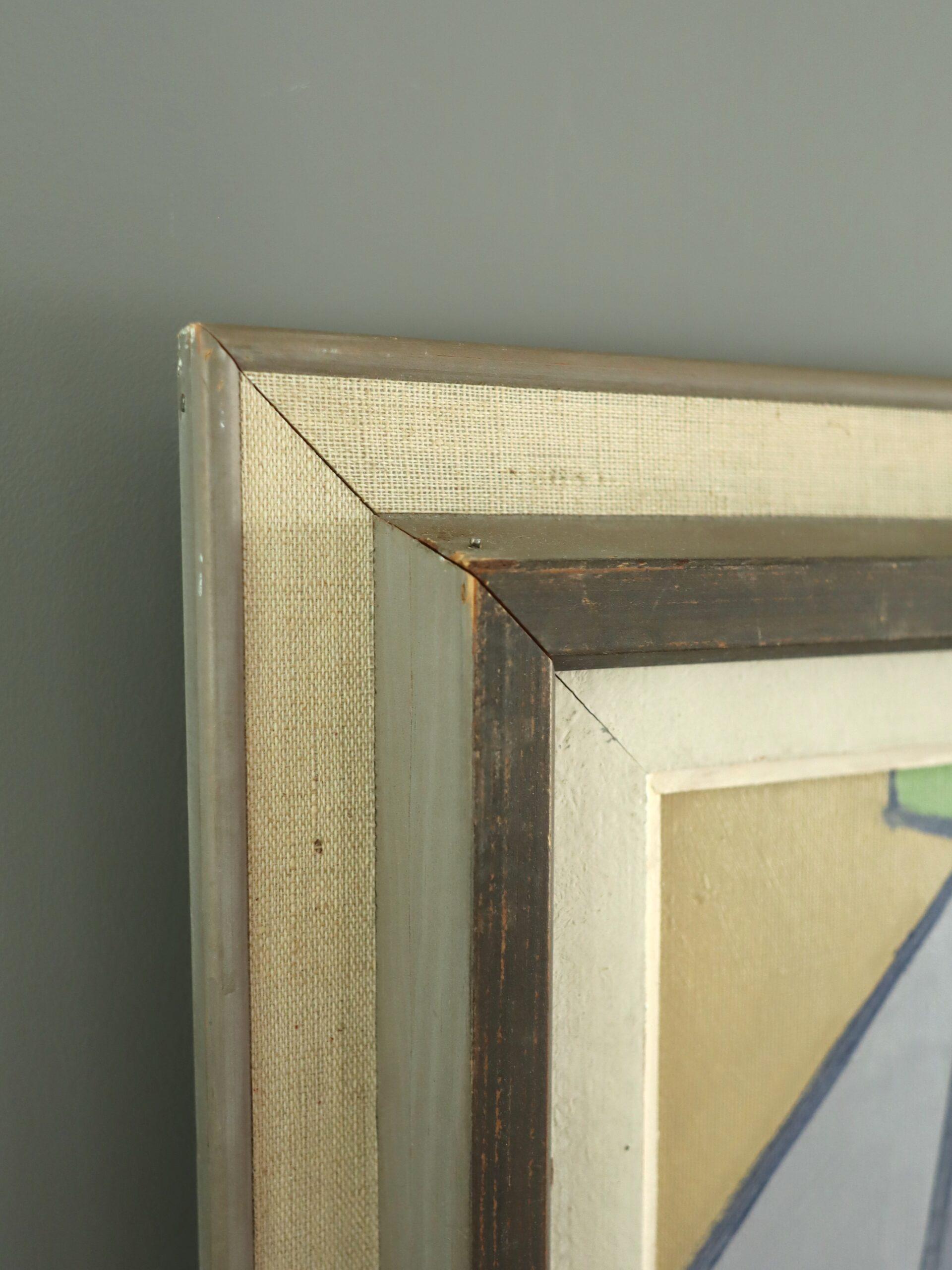 Mid Century Modern Swedish Abstract Still Life Oil Painting - Cubist Tabletop im Angebot 5