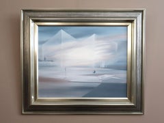 Mid Century Modern Swedish Abstract Surrealist Oil Painting - Veils of Light