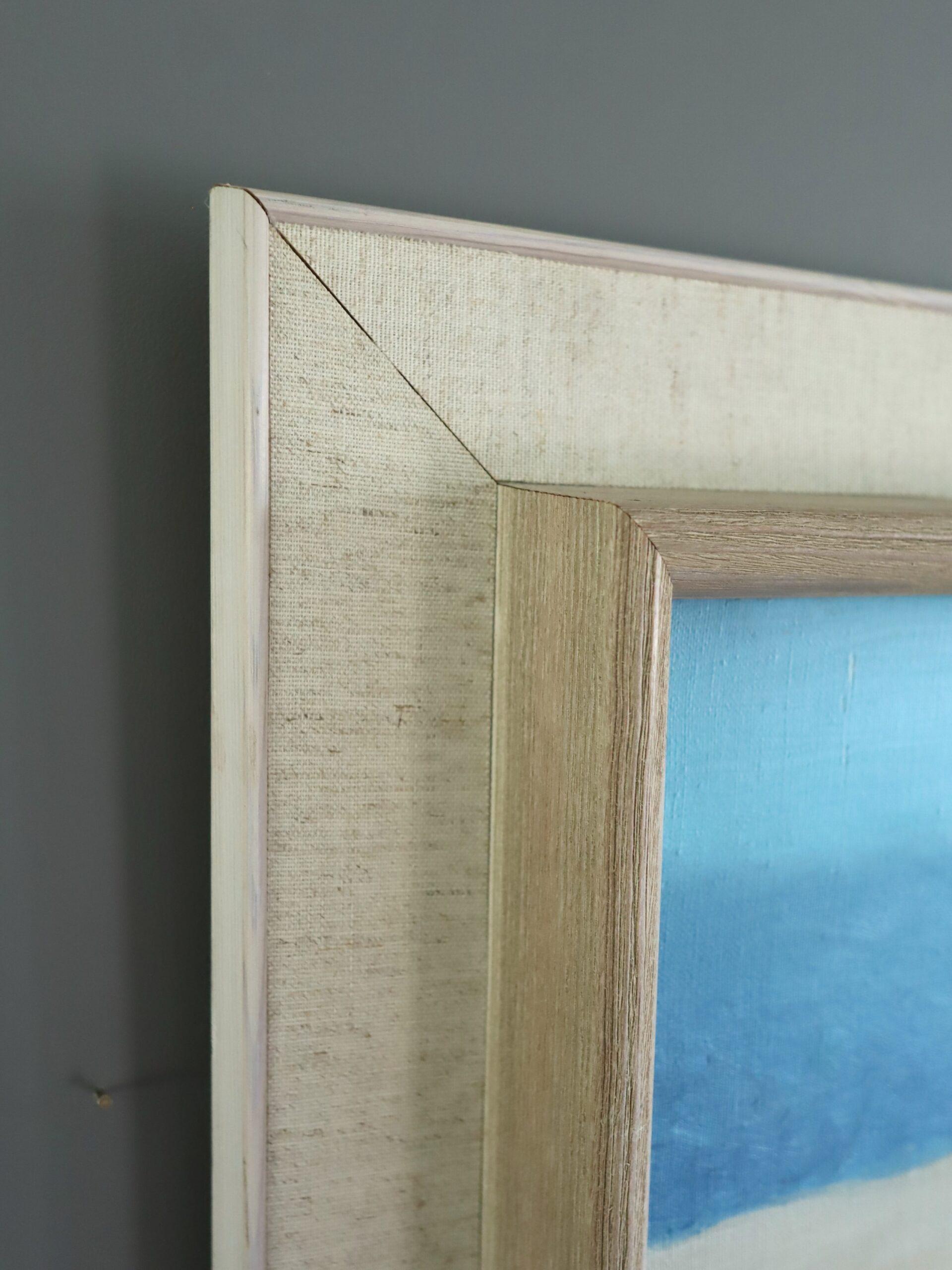 Mid Century Modern Schwedische Küstenlandschaft Ölgemälde - Am blauen Horizont im Angebot 1