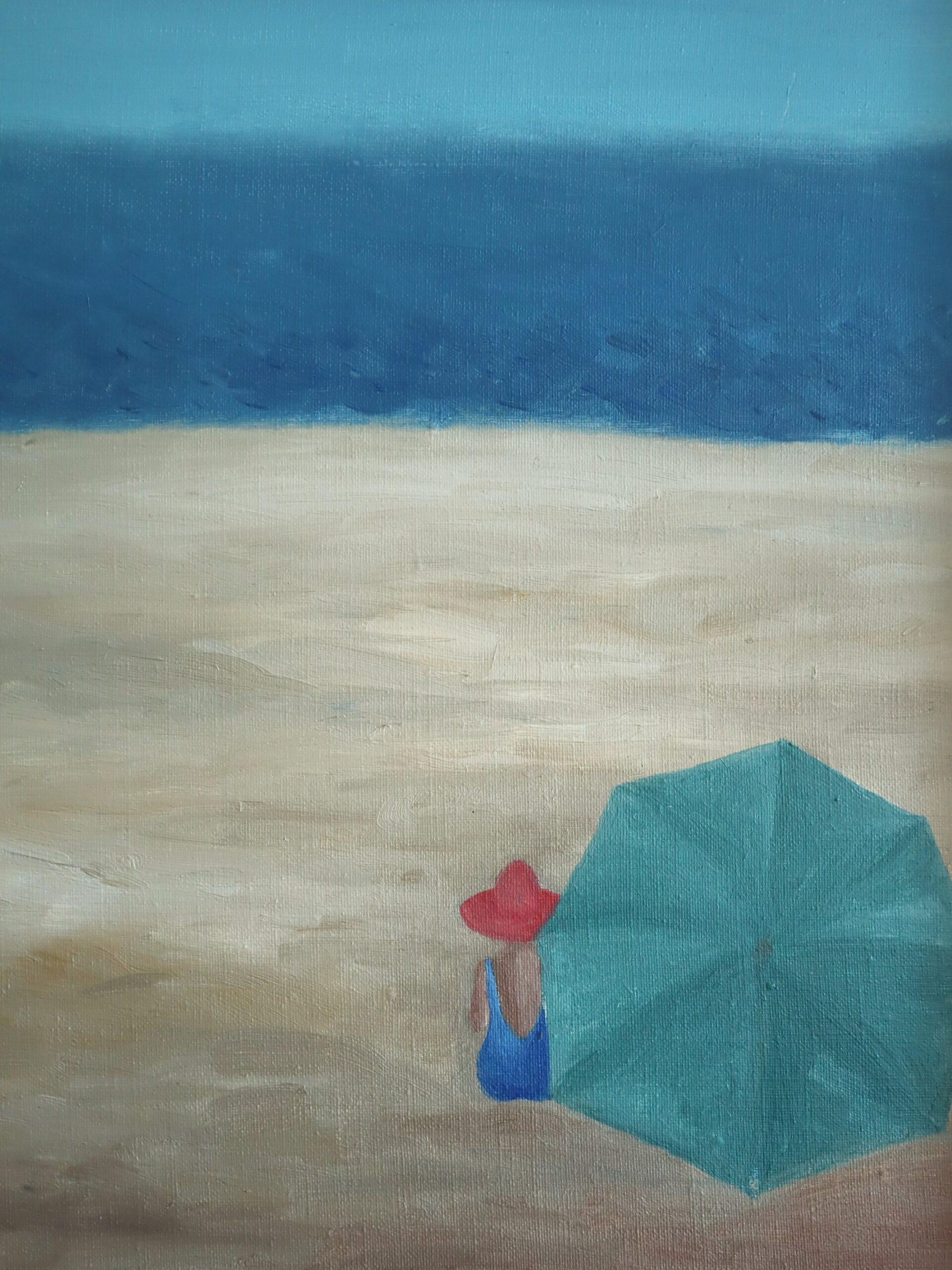 Mid Century Modern Schwedische Küstenlandschaft Ölgemälde - Am blauen Horizont im Angebot 4