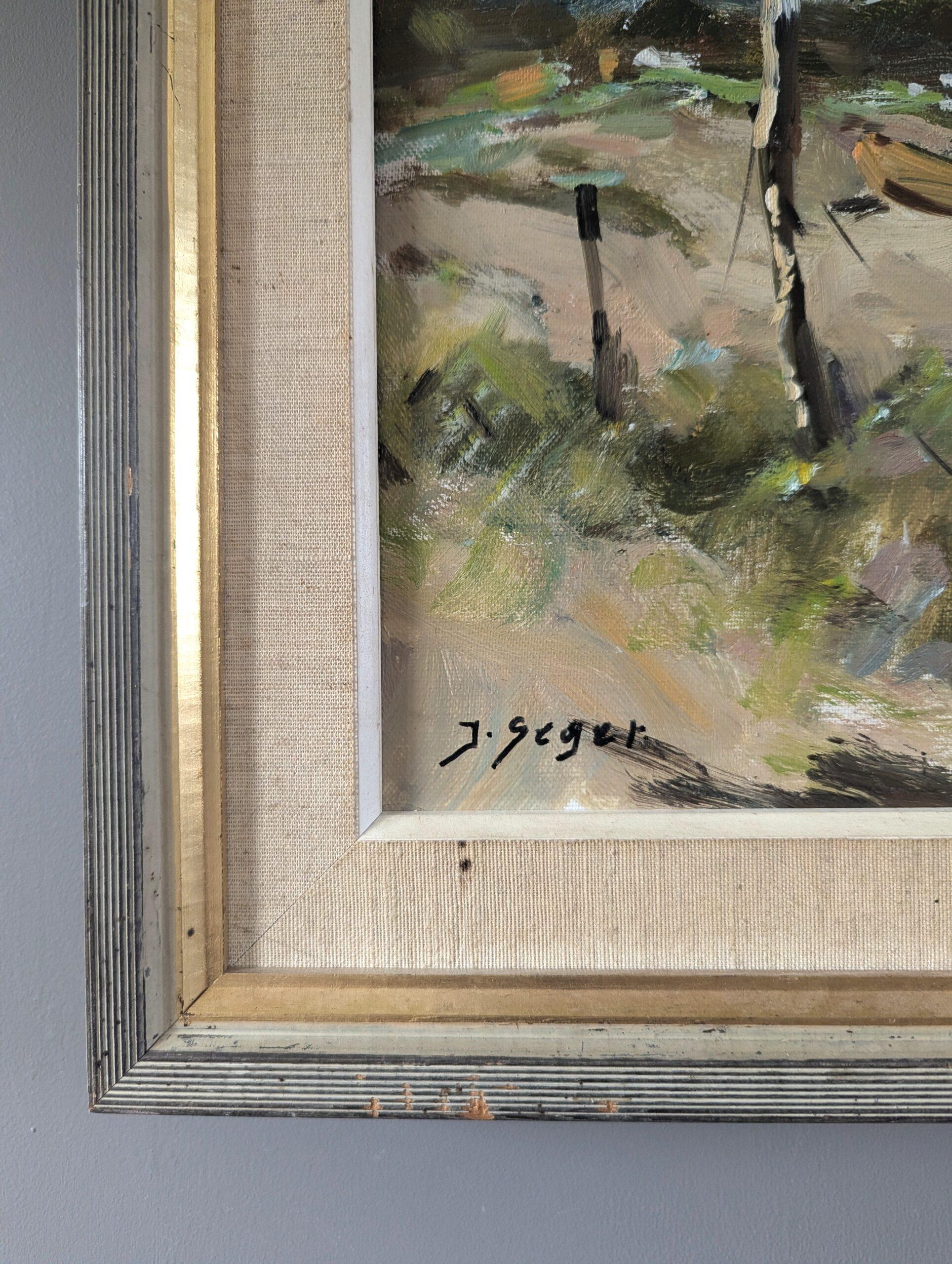 Mid Century Modern Swedish Coastal Landscape Oil Painting - Quiet Coastline 7