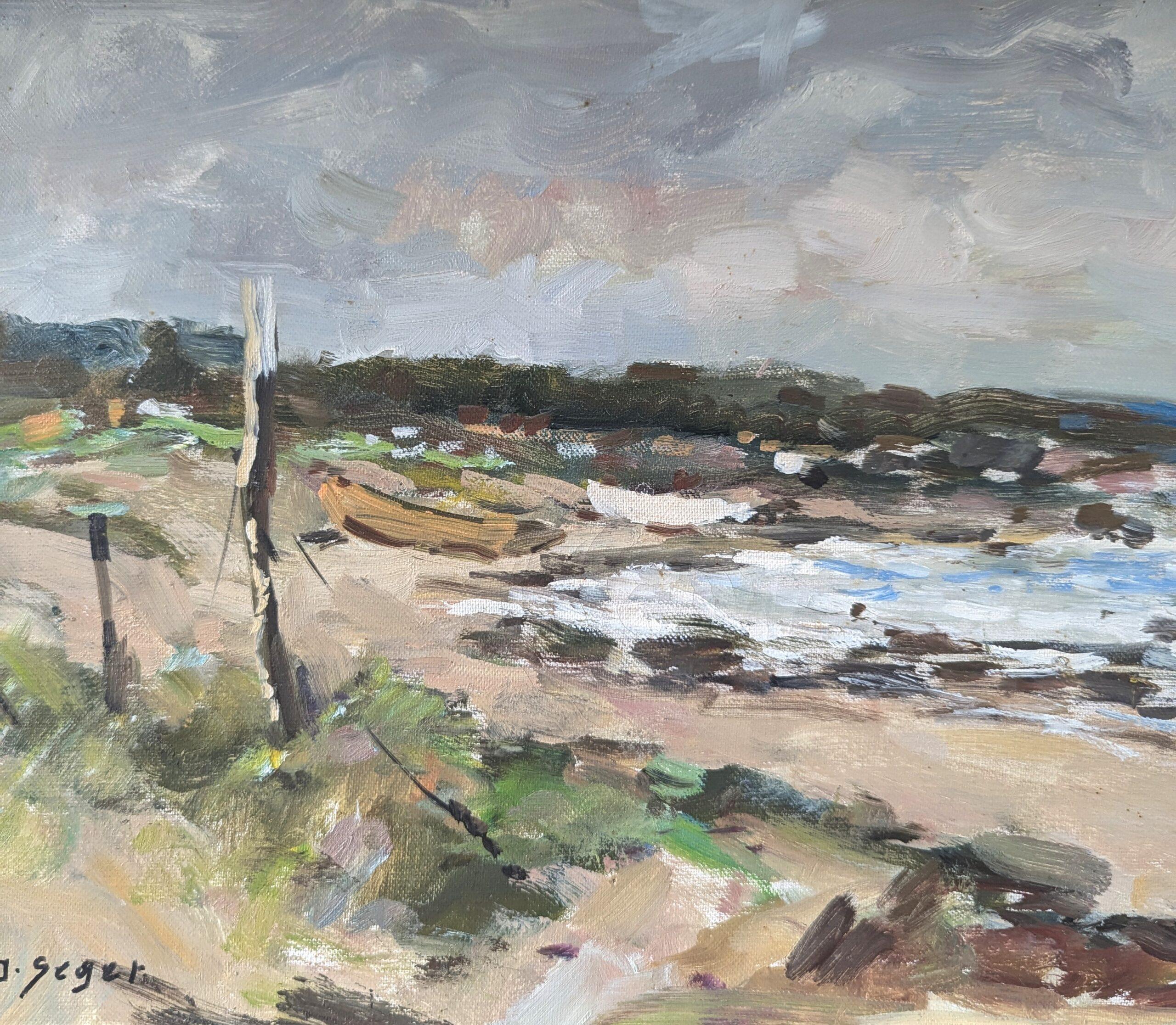 Mid Century Modern Swedish Coastal Landscape Oil Painting - Quiet Coastline 8