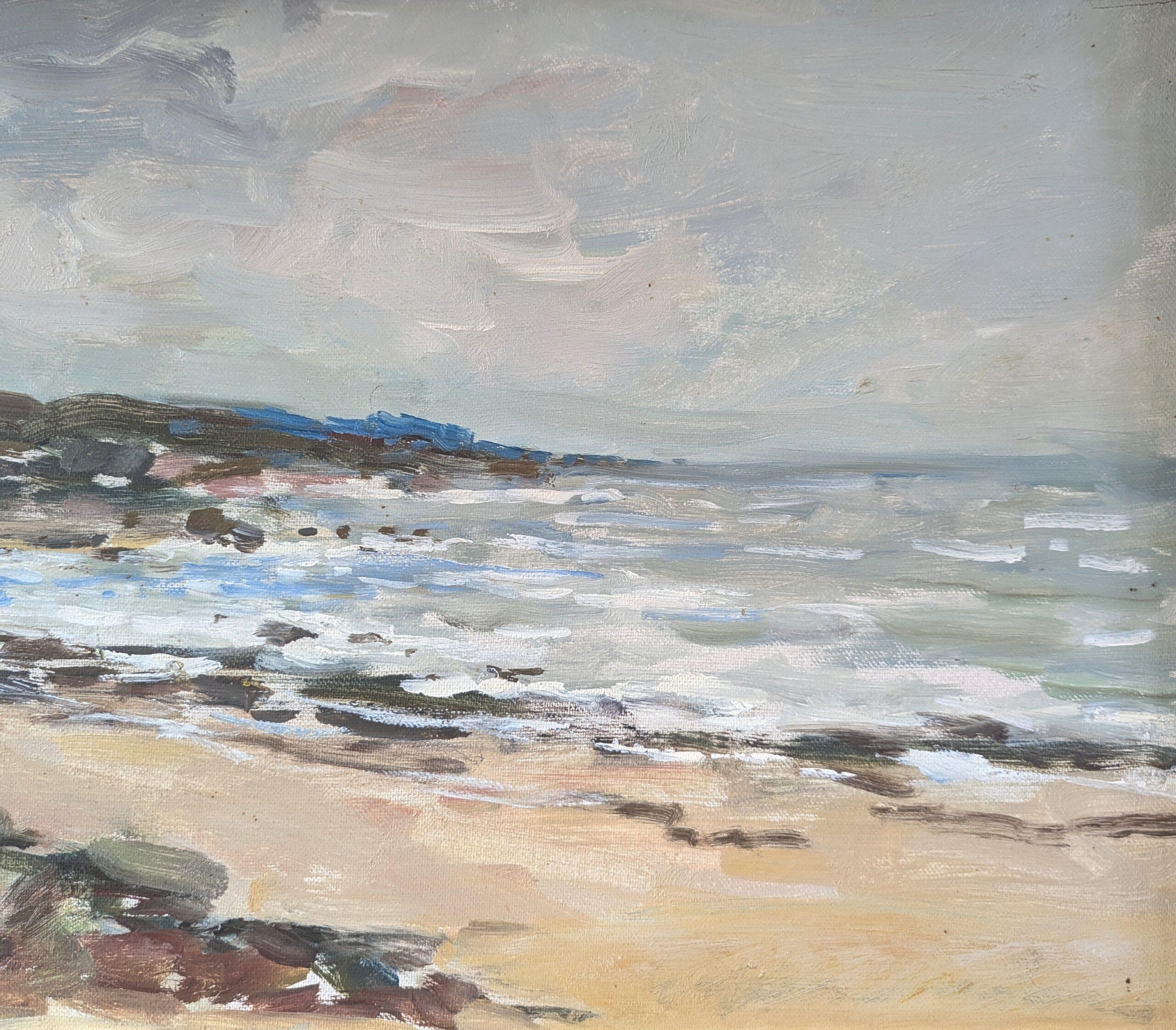 Mid Century Modern Swedish Coastal Landscape Oil Painting - Quiet Coastline 9