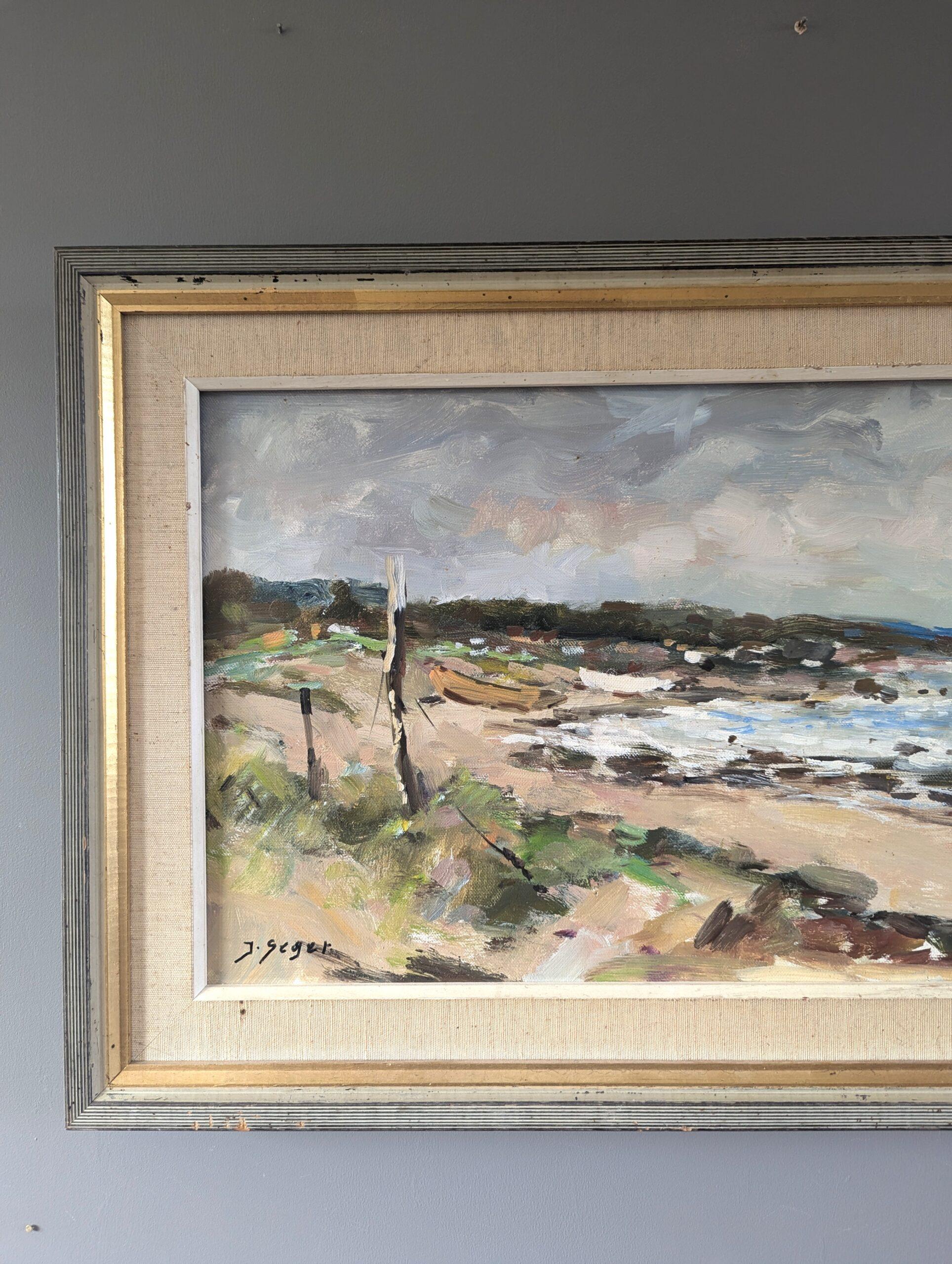 Mid Century Modern Swedish Coastal Landscape Oil Painting - Quiet Coastline 3