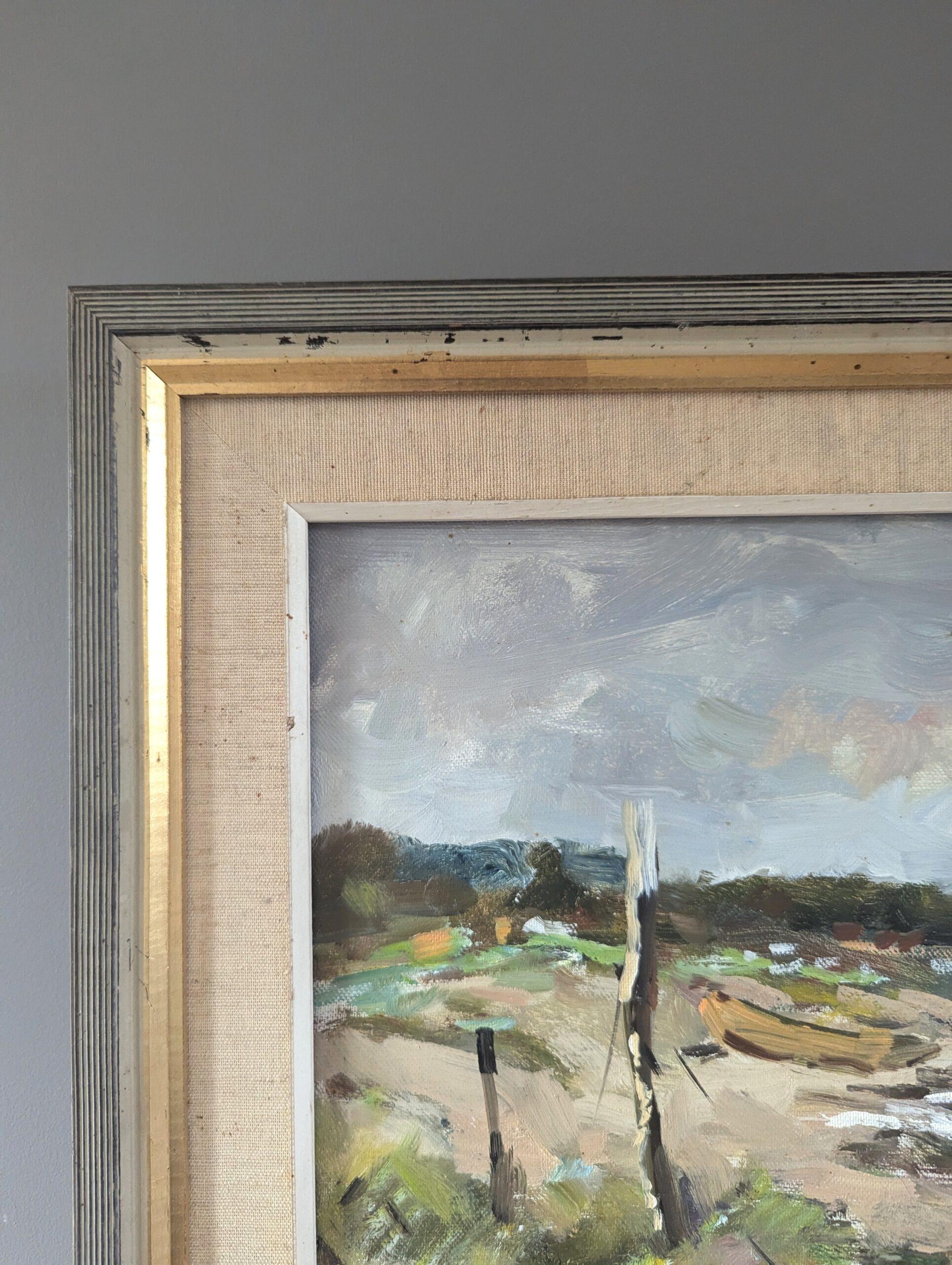 Mid Century Modern Swedish Coastal Landscape Oil Painting - Quiet Coastline 5
