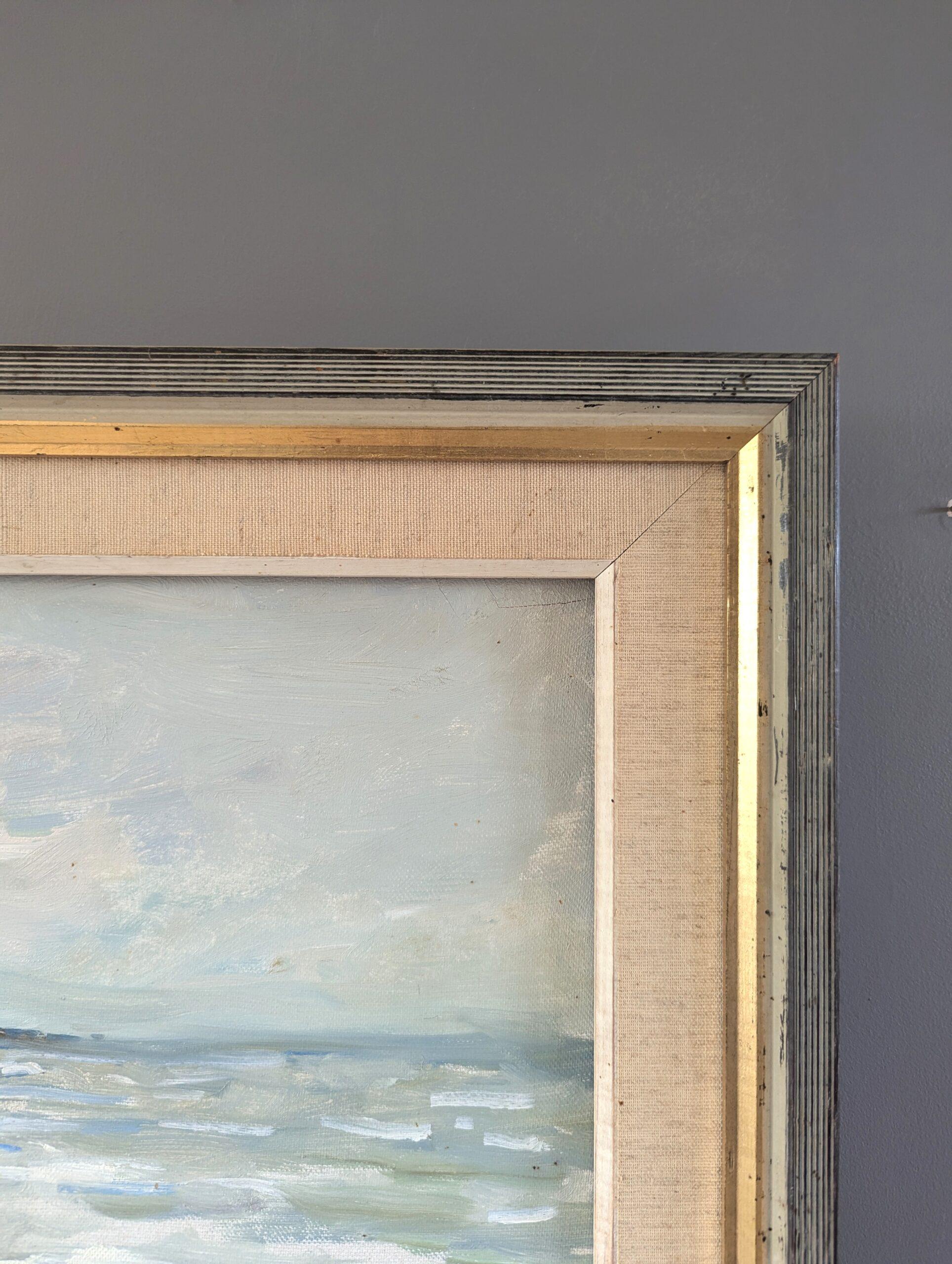 Mid Century Modern Swedish Coastal Landscape Oil Painting - Quiet Coastline 6