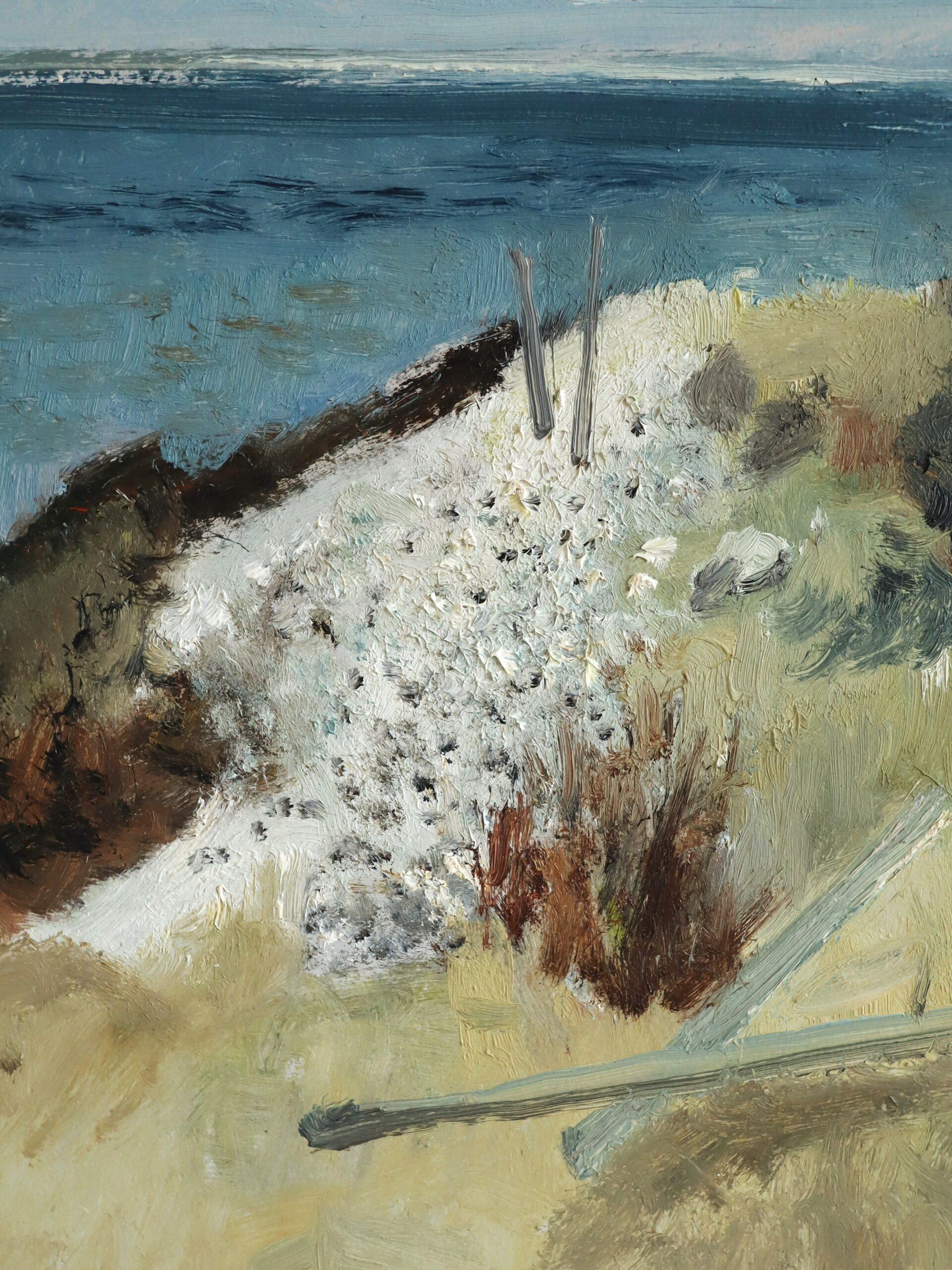 Mid Century Modern Swedish Expressive Landscape Oil Painting - Coastal Road For Sale 7